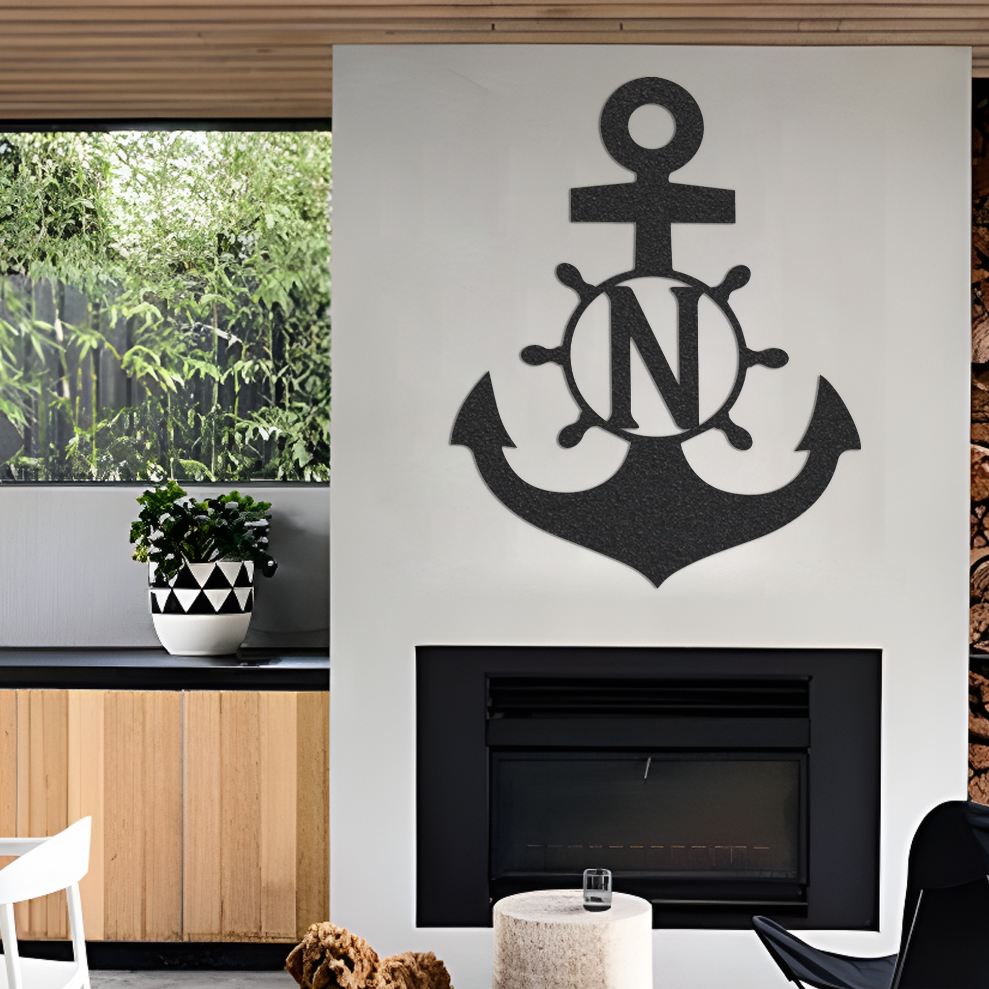 Metal Monogram Sign, Custom Metal Sign, Metal Name Sign, Initial Sign, Nautical Sign, Metal Monogram Letters, Home Decor, Anchor Sign