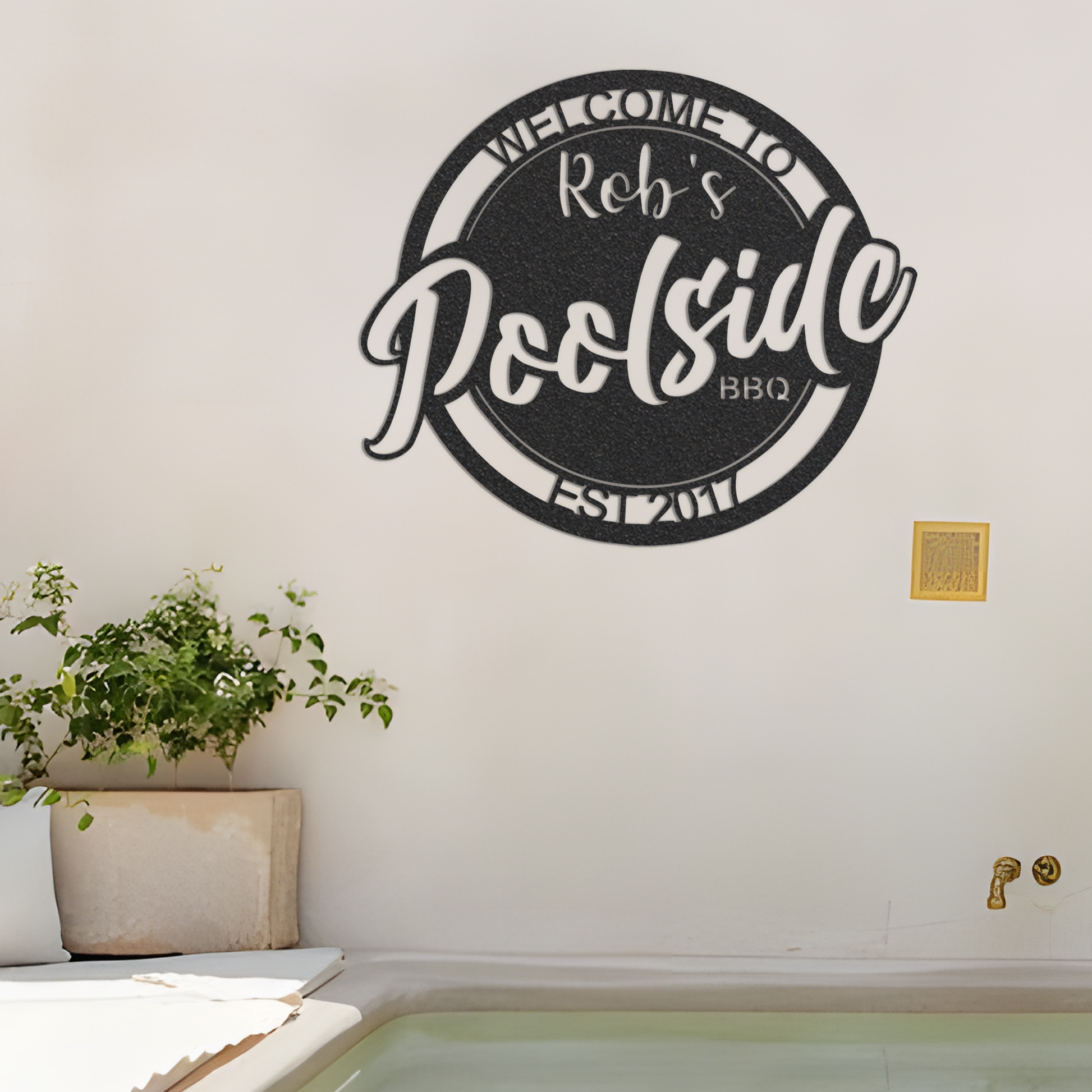 Personalized Backyard Poolside BBQ Metal Sign / Outdoor Wall Decor / Metal Decor / Pool BBQ Decor / Personalized Home Decor / Metal Wall Art