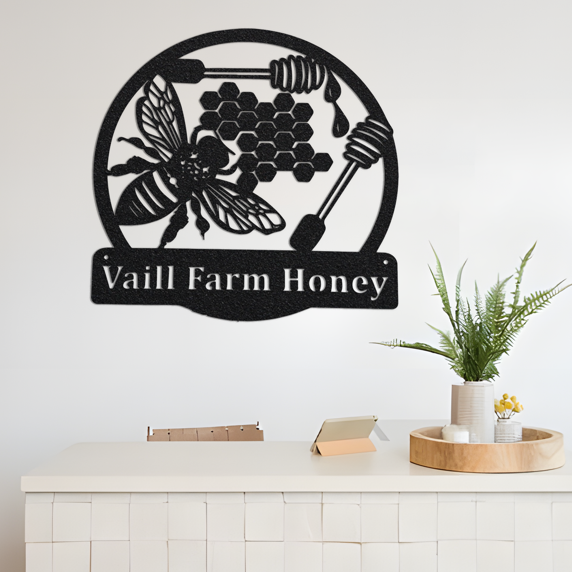 Farm Sign,Bee Sign,Honeycomb metal sign,Custom Farm Name Sign,Personalized Sign,Beekeeper Gift,Honey Bee Sign,Honey Bee Wall Art