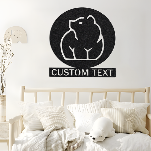 Custom Bear Metal Sign,Bear Wall Art,Cute Bear Sign,Bear Monogram Sign,Personalized Bear Wall Decor,Bear Room Decor,Indoor Outdoor Decor