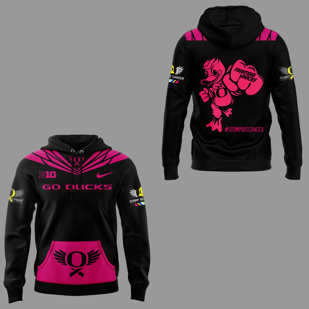 Limited Edition Oregon Ducks Breast Cancer Hoodie V3