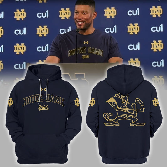 Limited Edition Notre Dame Coach Marcus Freeman Navy/Gold Hoodie