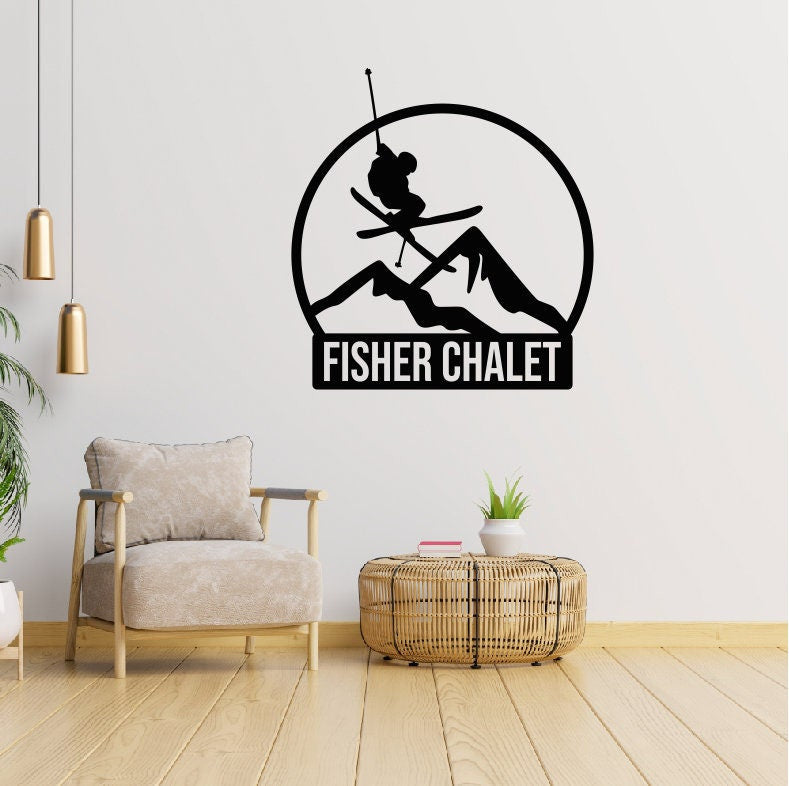Personalized Skiing Metal Sign / Skiier Wall Decor / Chalet Metal Wall Decor / Skiing Decor / Personalized Ski Home Decor / Metal Wall Art