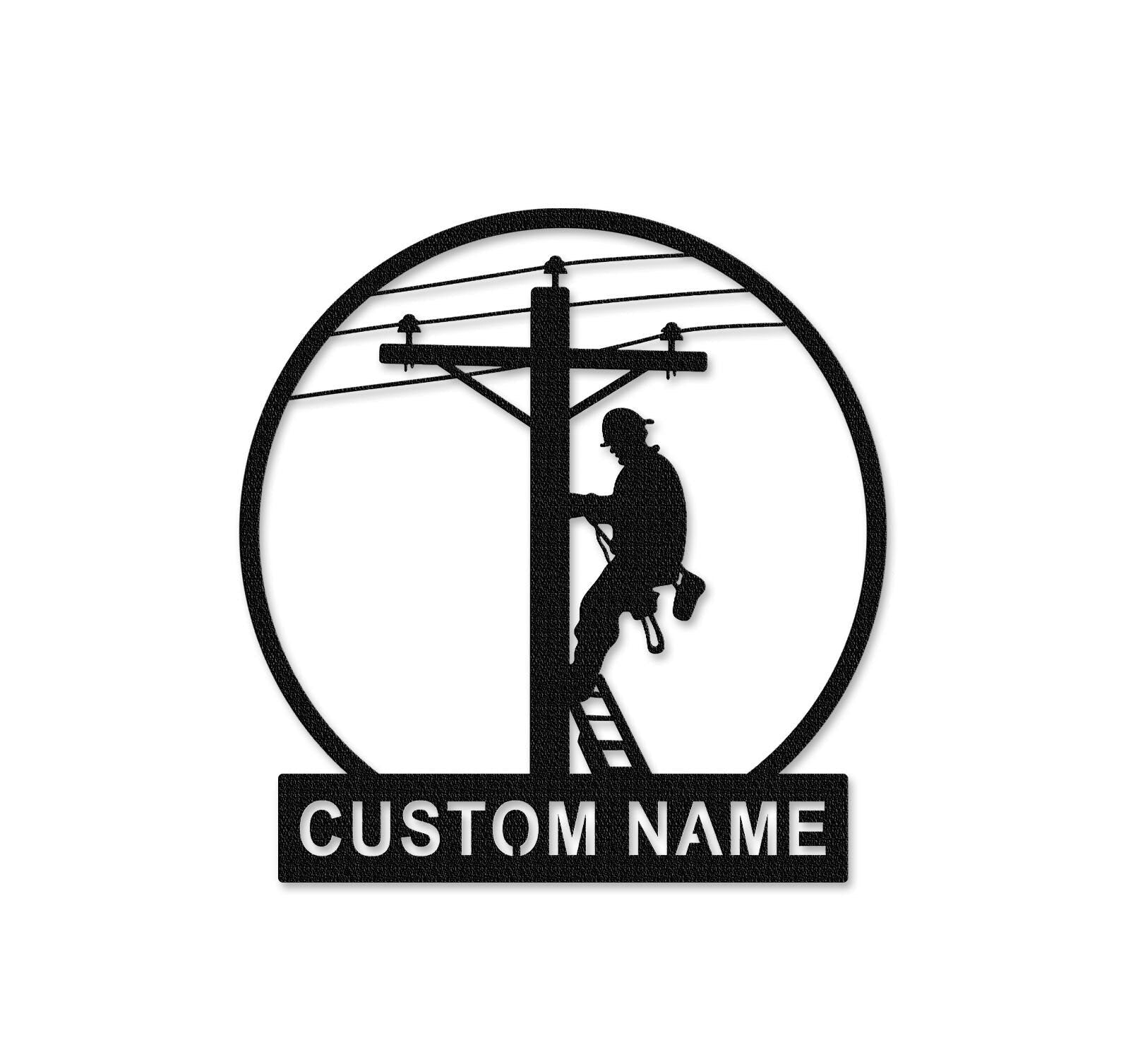 Custom Lineman Metal Sign,Electrician Gift,Personalized Lineman Wall art,Lineman Wall Decor,Line Worker Name,Metal Lineman Sign,Outdoordecor