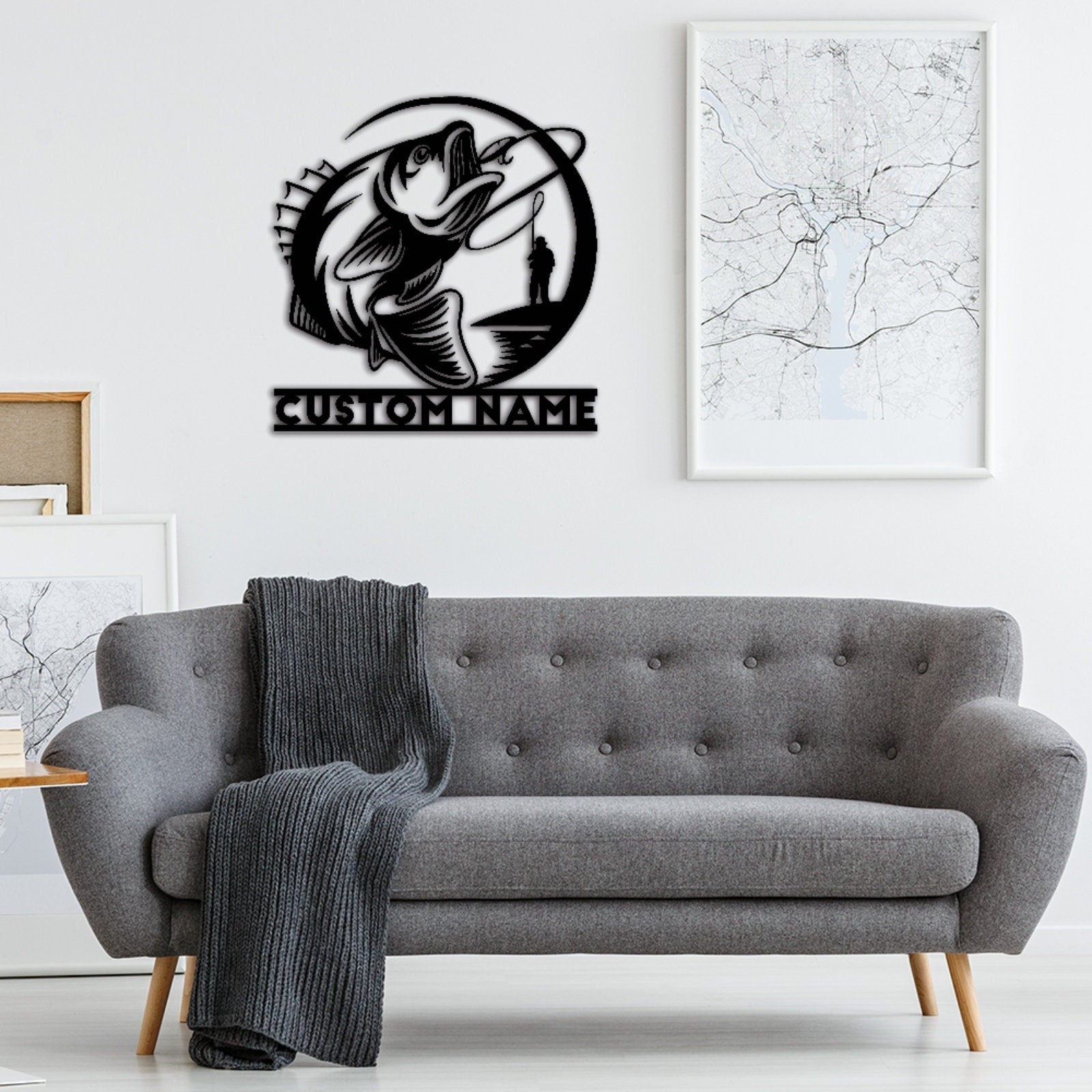 Custom Fishing Metal Sign,Fish name Sign,Gift for Fisherman,Personalized Fish Wall Art,Fishing Wall Decor,Metal Fish Monogram Sign