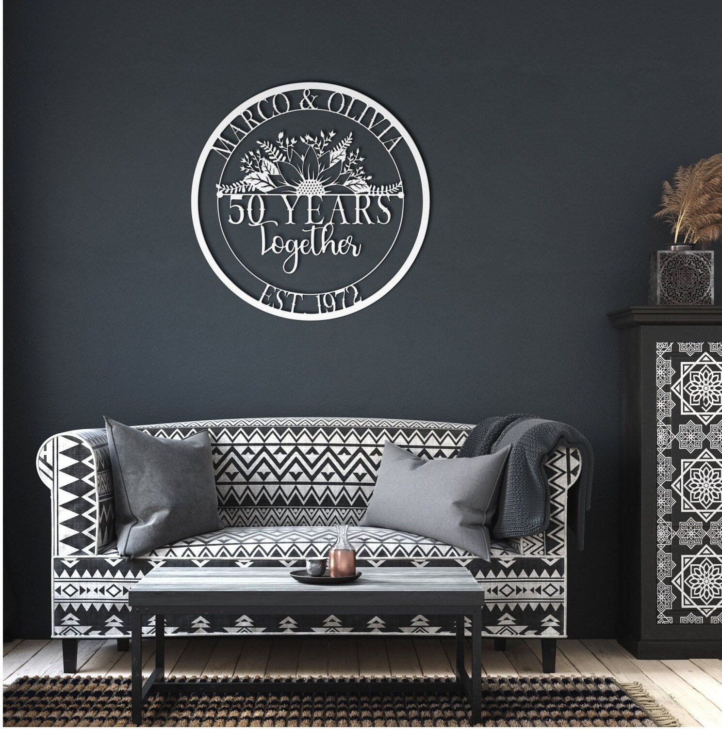 50th Anniversary Gift, Anniversary Gift For Parents, Golden Anniversary, 50 Year Anniversary Sign, Wedding Anniversary Metal Wall Art