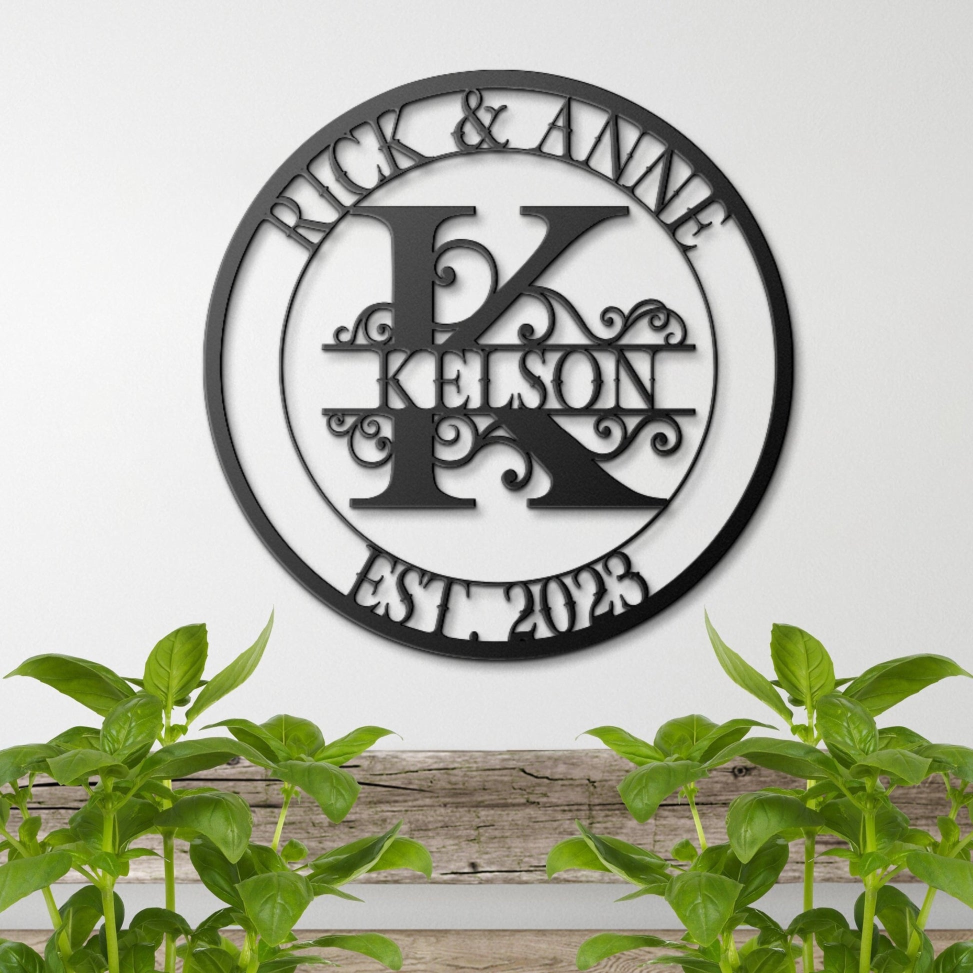 Personalized Wedding Monogram, Last Name Established Sign, Family Name Sign, Monogram Metal Sign , Anniversary Couple Gift Personalized Sign