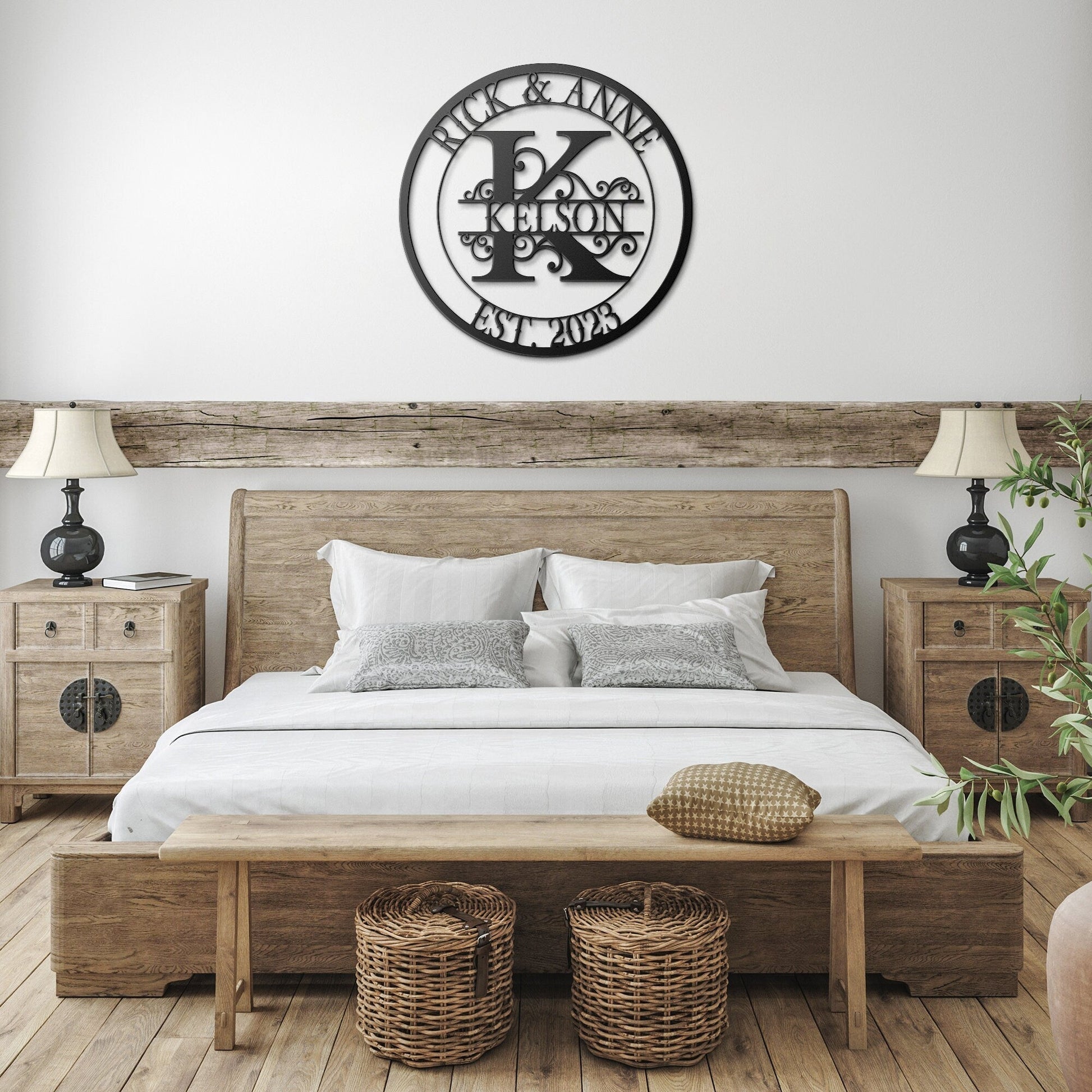 Personalized Wedding Monogram, Last Name Established Sign, Family Name Sign, Monogram Metal Sign , Anniversary Couple Gift Personalized Sign