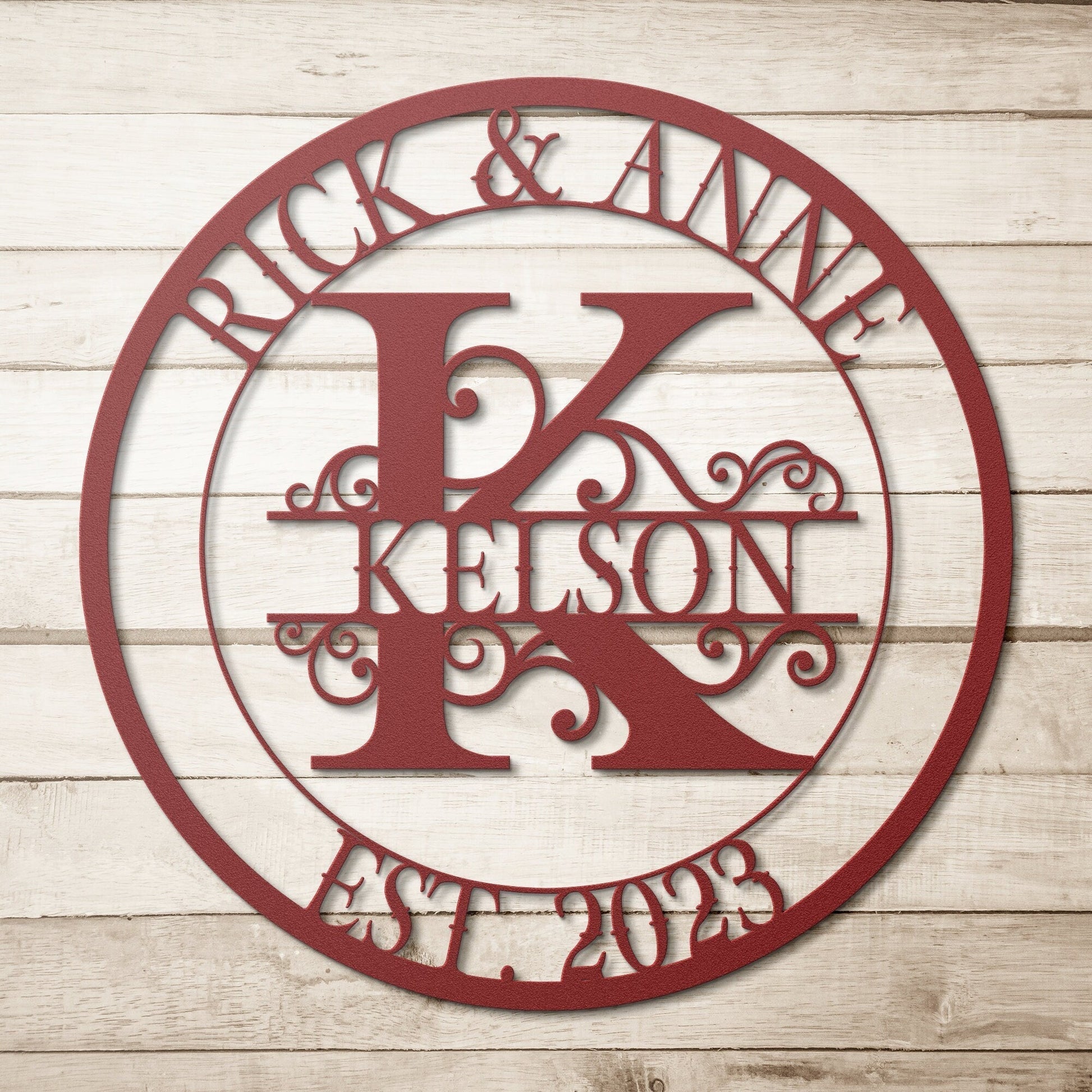 Personalized Wedding Monogram, Last Name Established Sign, Family Name Sign, Monogram Metal Sign , Anniversary Couple Gift Personalized Sign