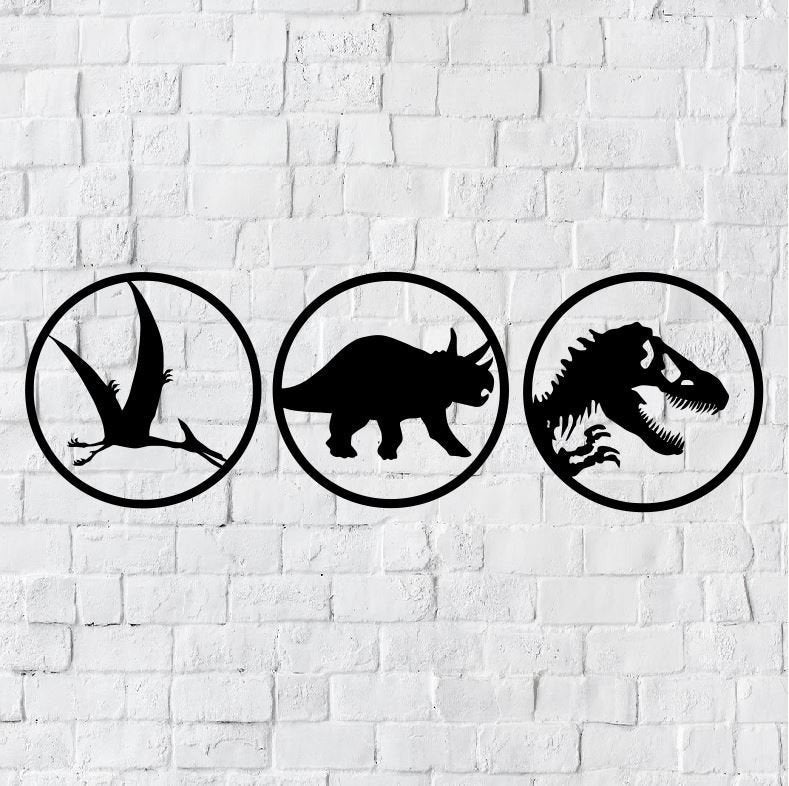 Dinosaur Metal Sign / 3 Dinosaur Metal Wall Decor / kids Dino Signs / Children Home Decor / Dino Home Wall Art Decor