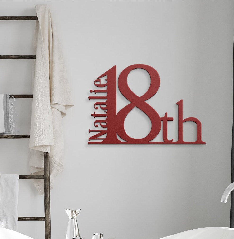 18th Birthday Metal Sign, Custom 18th Birthday Gift, Large Metal Sign, Personalized Birthday Sign