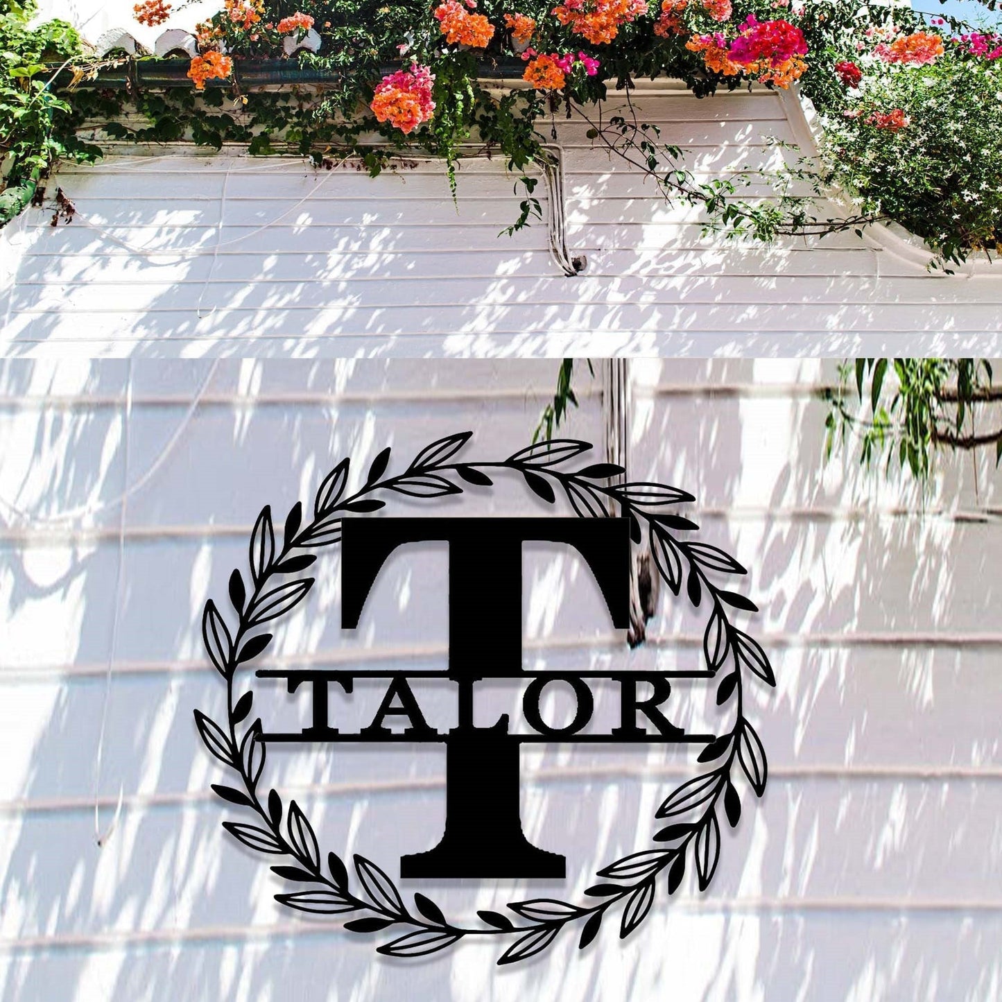 Custom Family Name Metal Sign,Monogram Metal Wall Decor,Personalized Last Name Sign,Wedding Gift,Initial Split Letter Monogram Wall Art