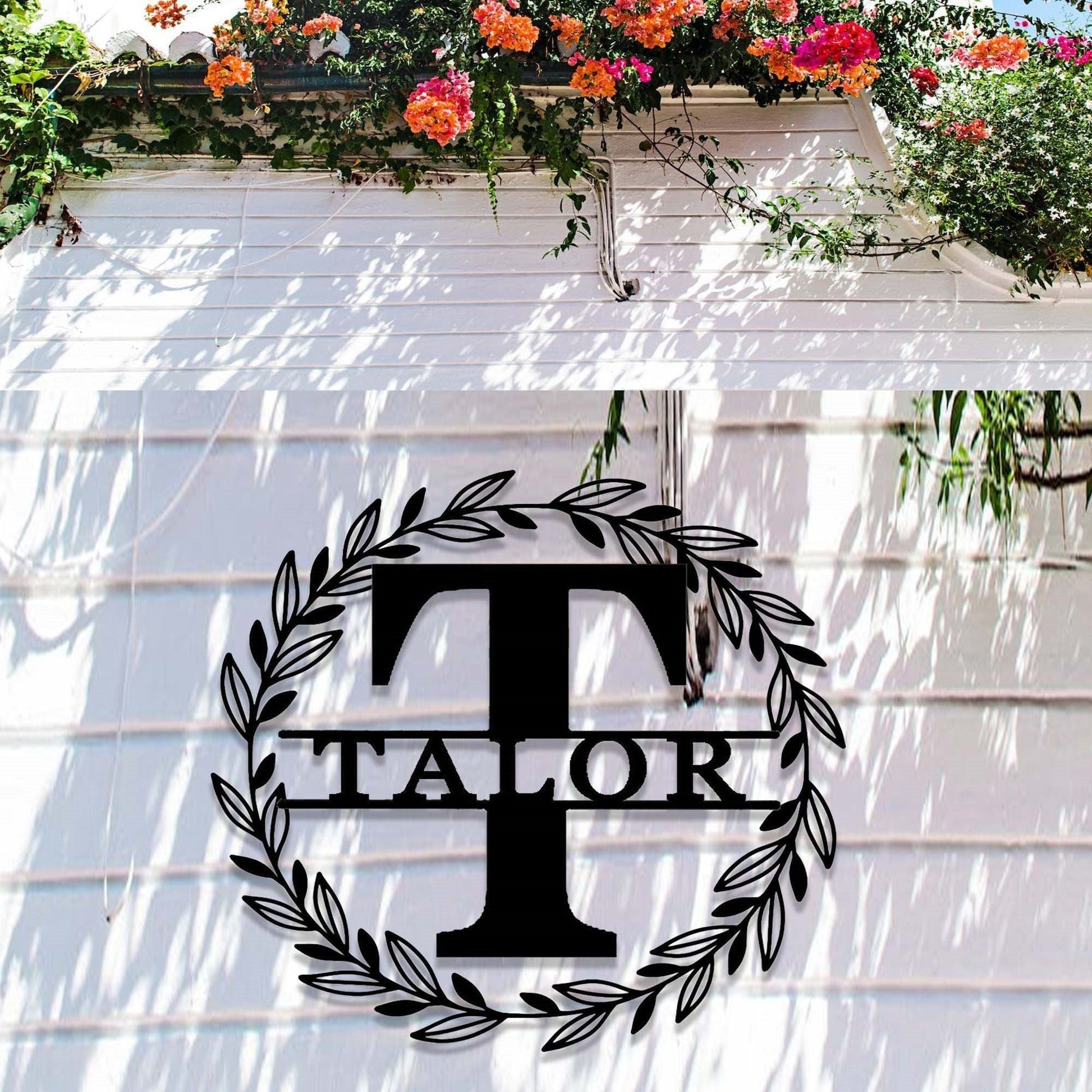 Custom Family Name Metal Sign,Monogram Metal Wall Decor,Personalized Last Name Sign,Wedding Gift,Initial Split Letter Monogram Wall Art