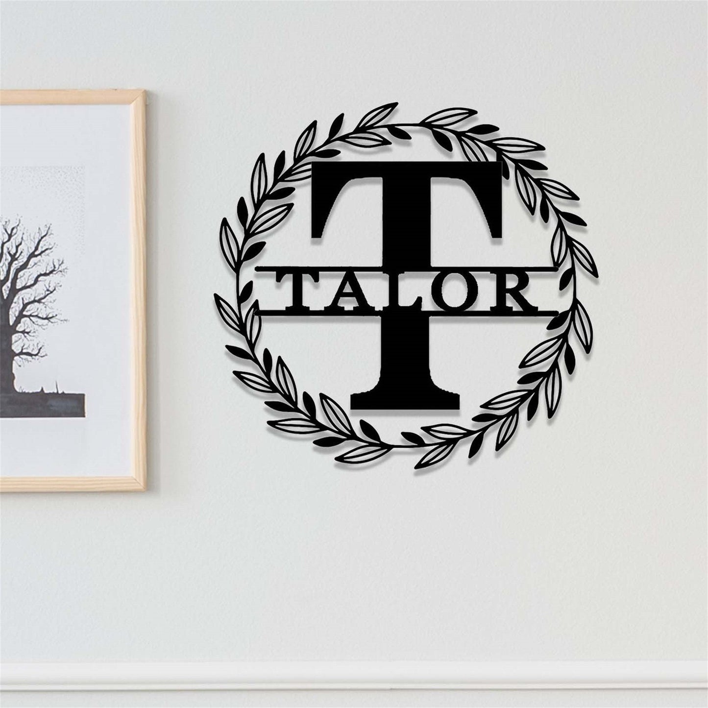 Custom Family Name Metal Sign,Monogram Metal Wall Decor,Personalized Last Name Sign,Wedding Gift,Initial Split Letter Monogram Wall Art