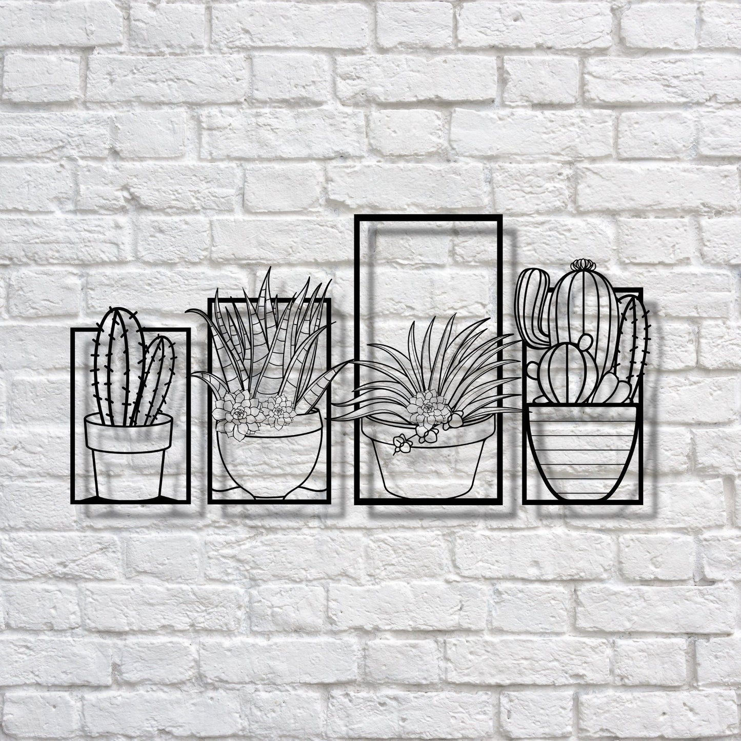 Metal Cactus 4 Pieces Wall Art, Cactus Metal Sign, Housewarming Gift, Wall Hanging Cactus Sign, Large Metal Wall Art, Metal Cactus Decor