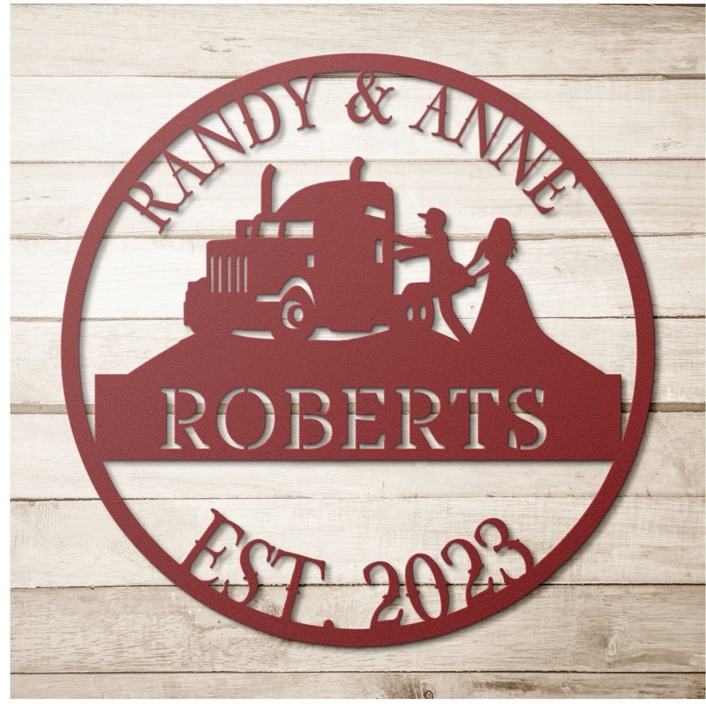 Truck Driver Wedding Sign, Wedding Gift, Last Name Established Sign, Family Name Sign, Truck Driver Sign, Wedding Monogram, Couple Gift
