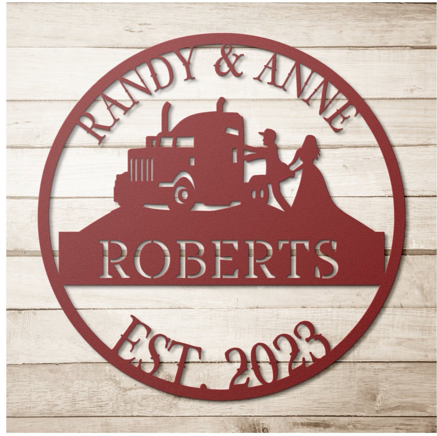 Truck Driver Wedding Sign, Wedding Gift, Last Name Established Sign, Family Name Sign, Truck Driver Sign, Wedding Monogram, Couple Gift
