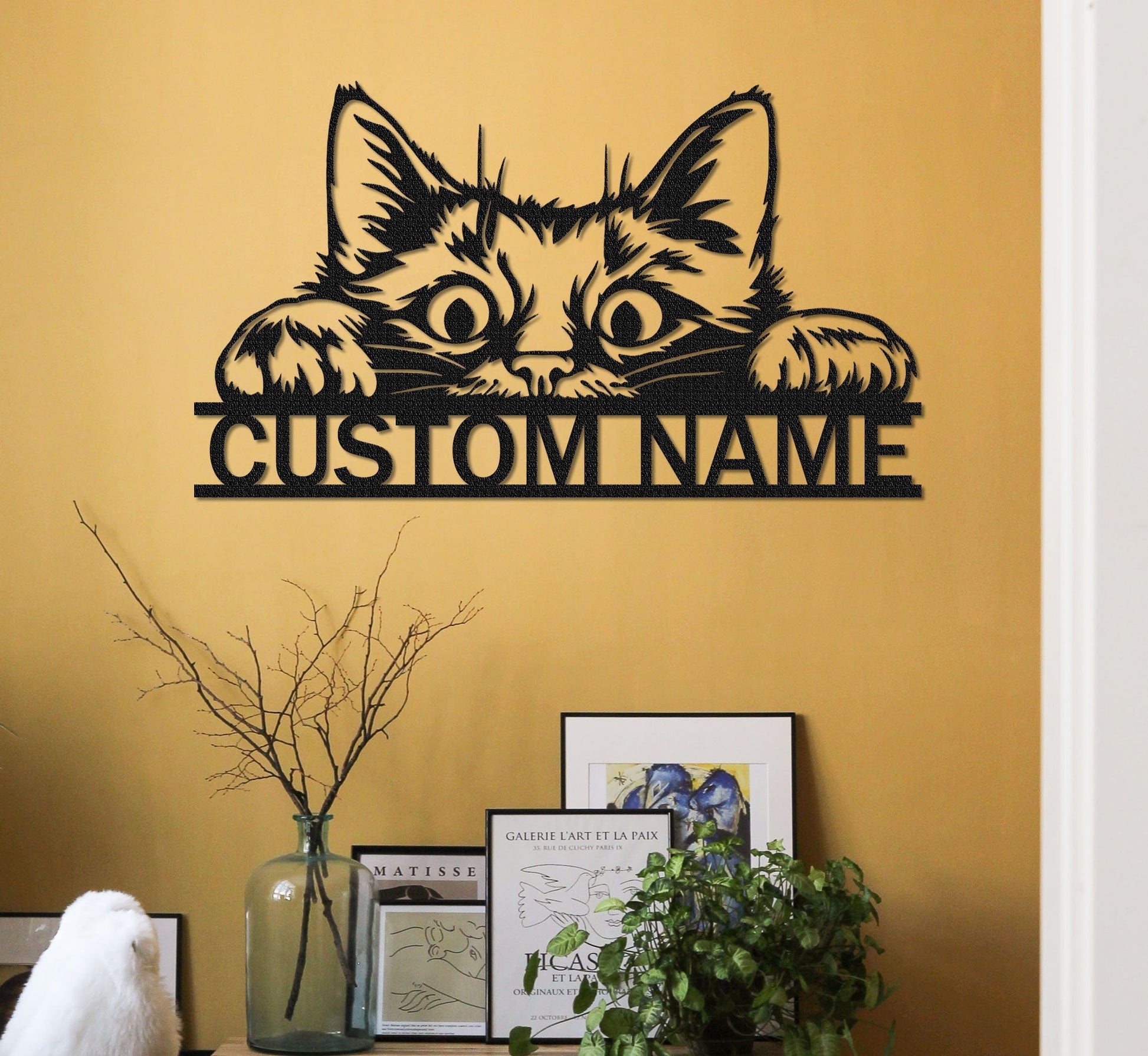 Cat Metal Sign,Cat Wall Art,Custom Cat Name Sign,Pet Lover Gift,Personalized Cat Sign,Cat Wall Decor,Room Decoration,Indoor Decor