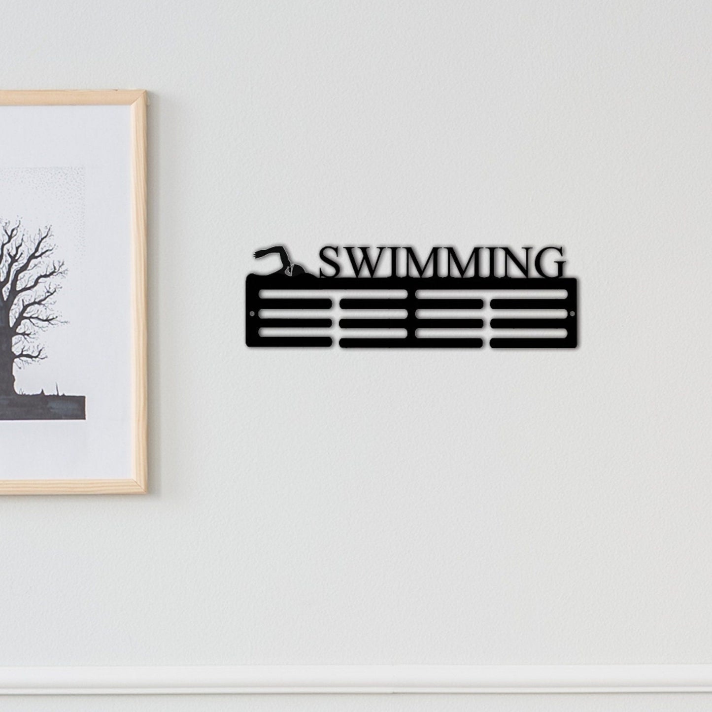 Custom Swimming Medal Holder, Personalized Swimming Name Medal Hanger, Swimming Sport Medal Display Awards Sign