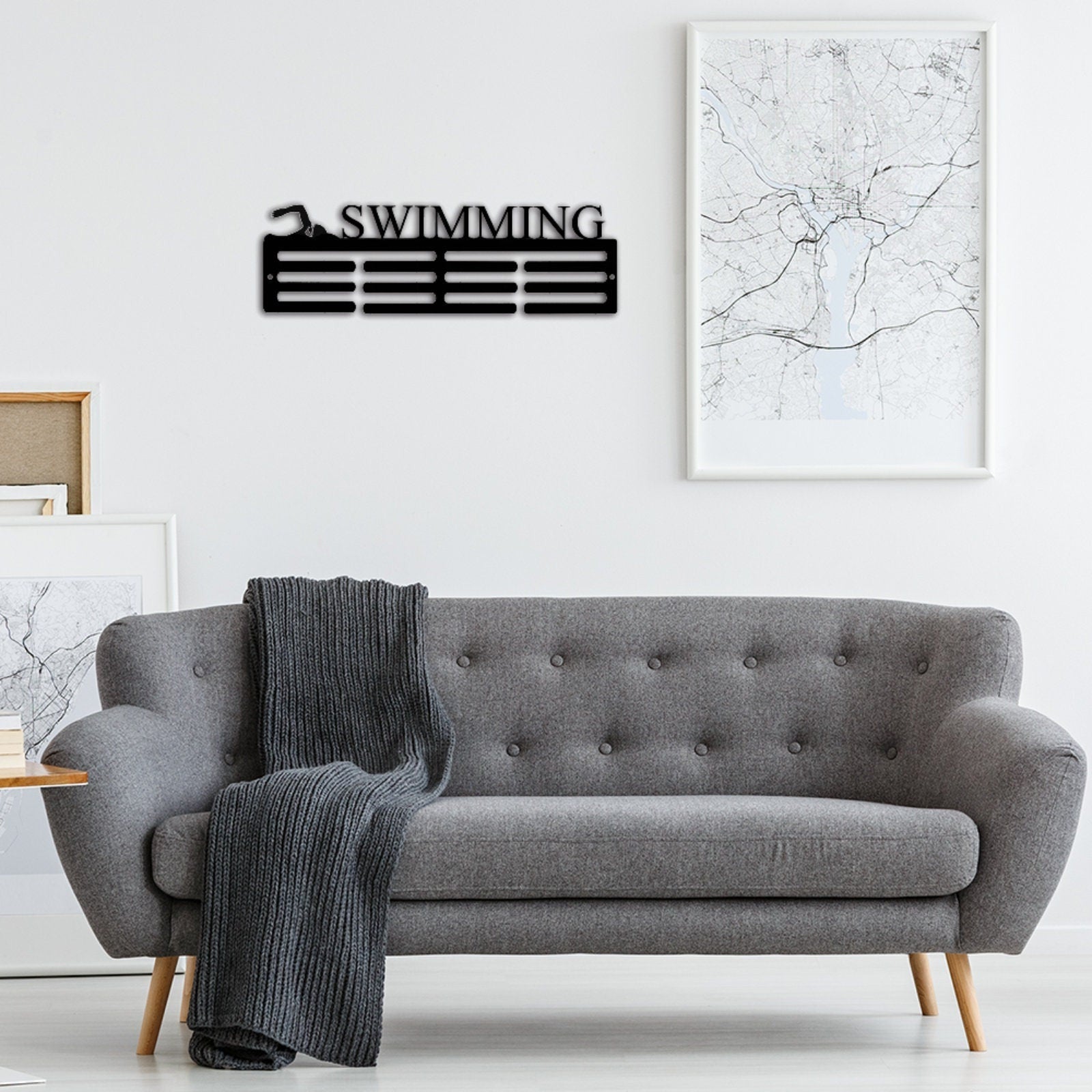 Custom Swimming Medal Holder, Personalized Swimming Name Medal Hanger, Swimming Sport Medal Display Awards Sign