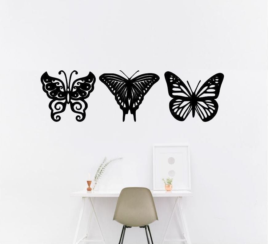 Butterfly Home Decor / Three Butterflies Wall Art / Butterflies Wall Art / Butterfly Wall Art / Wall Art / Metal Wall Decor