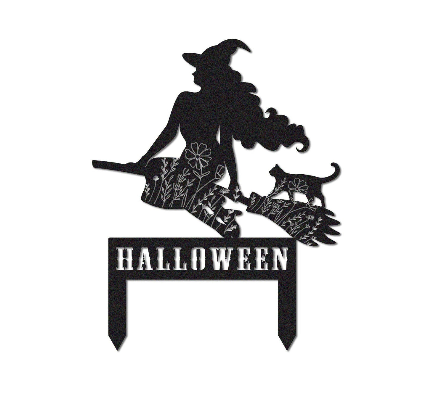 Witch Flying on a Broomstick Stake Sign,Custom Halloween Stake Sign,Halloween Gift Personalized,Witch Halloween Decor,Witch on a broom art