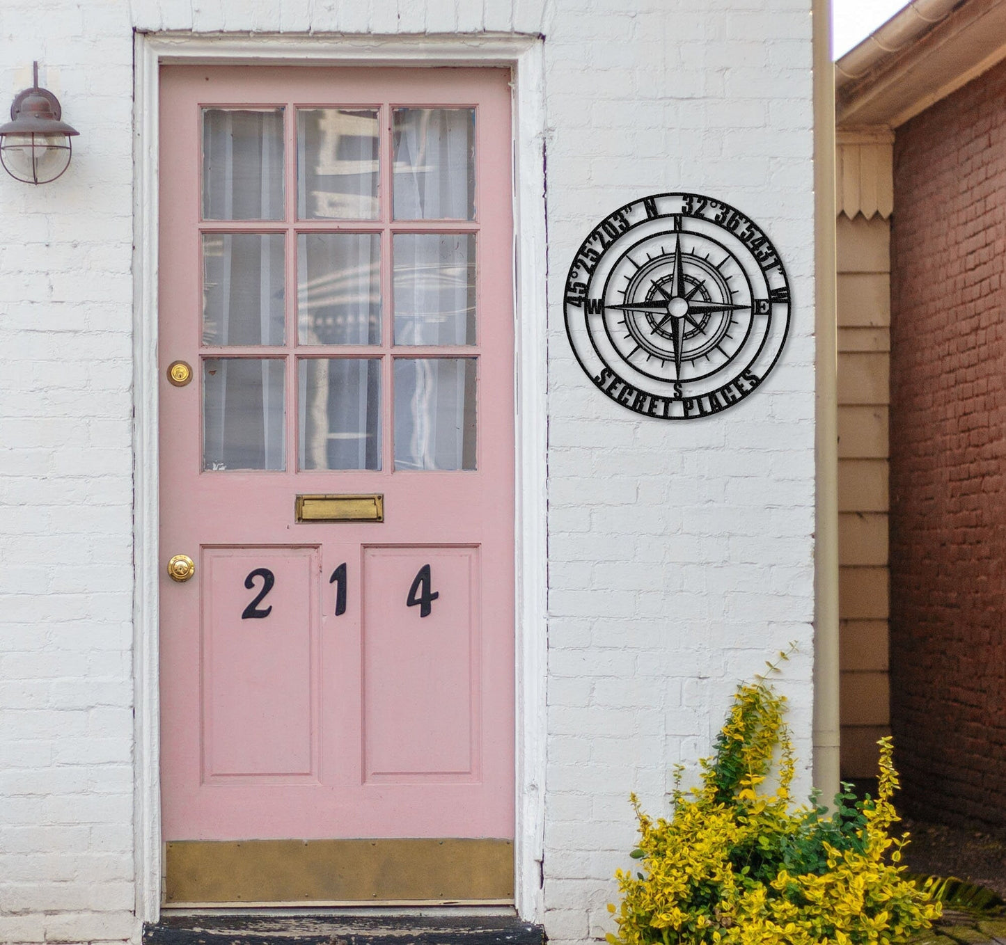 Custom GPS Coordinates Sign,Personalized Coordinates Sign,Nautical Compass Wall Art, Latitude and Longitude Sign,Room Decoration