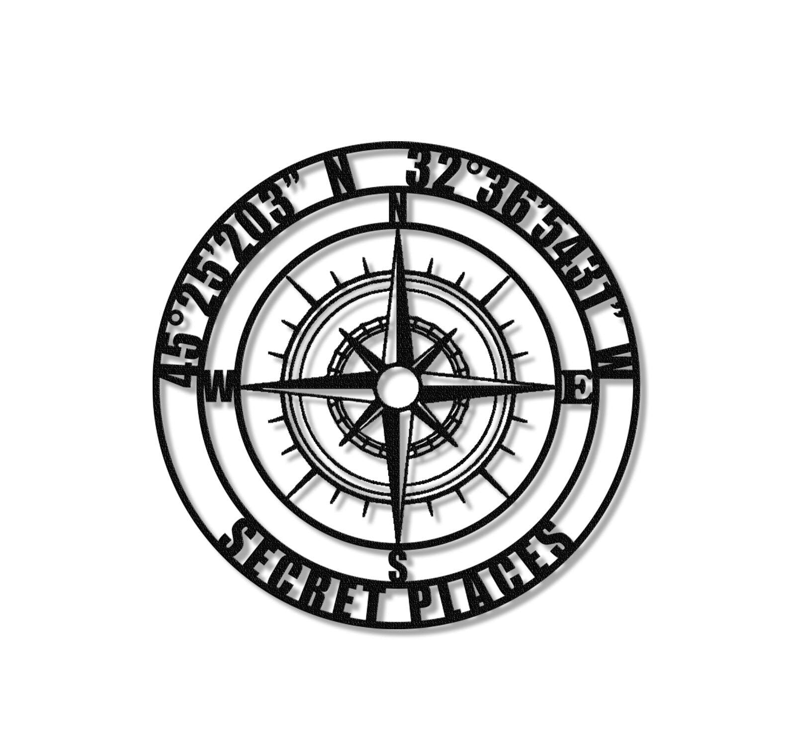 Custom GPS Coordinates Sign,Personalized Coordinates Sign,Nautical Compass Wall Art, Latitude and Longitude Sign,Room Decoration