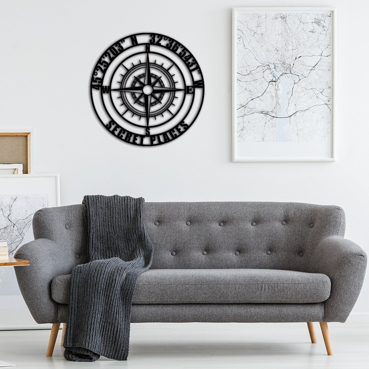 Custom GPS Coordinates Sign,Personalized Coordinates Sign,Nautical Compass Wall Art, Latitude and Longitude Sign,Room Decoration