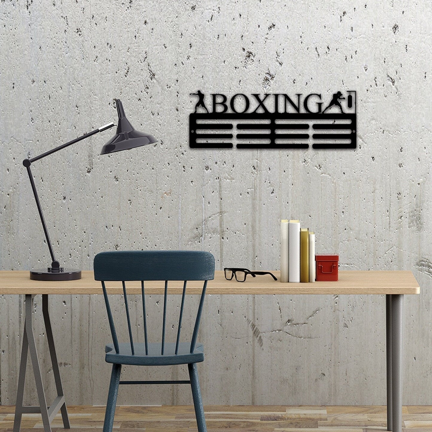 Custom Boxing Medal Hanger Metal Sign,Personalized Boxing Medal Hanger Display,2 Rungs For Medal & Ribbons,Boxing Medal Hanger Wall Art