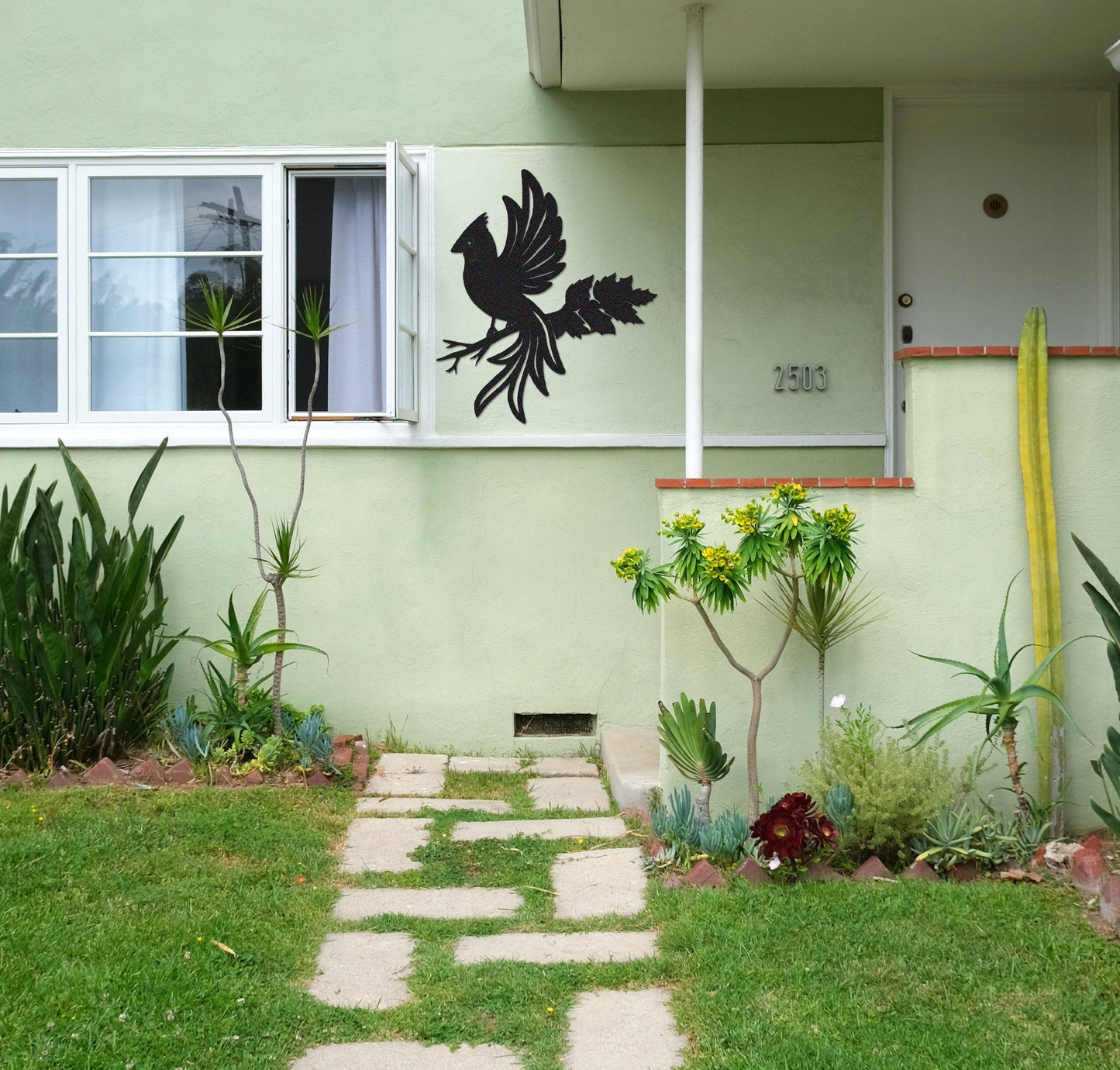 Cardinal on a Branch Metal Sign, Metal Birds Art,Metal Garden Decor,Outdoor Decor,Cardinal on a Branch,Bird Lovers Gift,Front Yard Decor