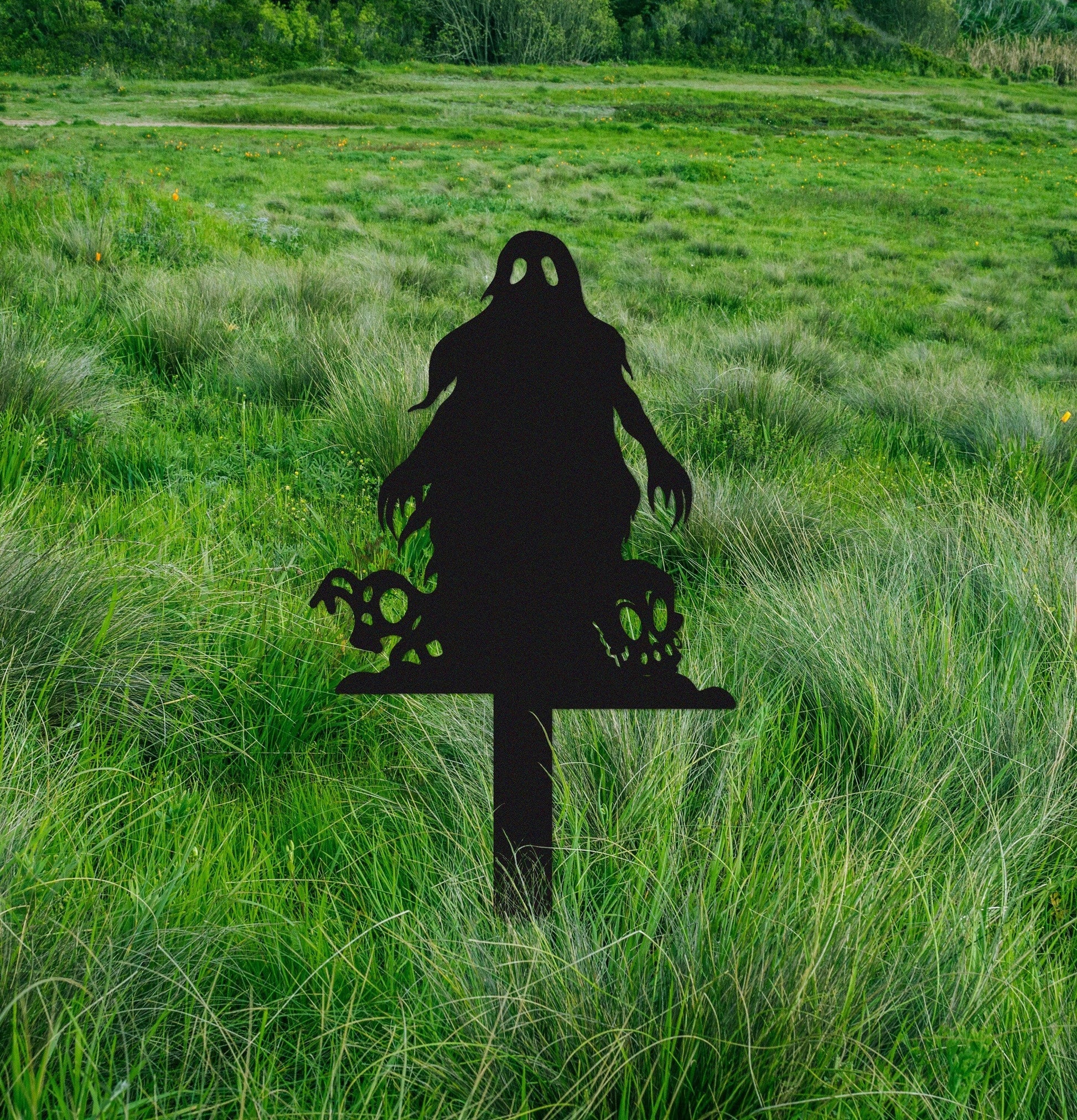 Halloween Skull Metal Sign Stake,Halloween Gift,Halloween Yard Decor,Skull Halloween GardenStake,Thanksgiving day gift,Sign with Stake