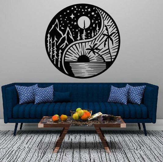 Yin & Yang Metal Art / Day and Night Metal Art / Metal Wall Art / Yin Yang Sign / Outdoor Home Decor / Custom Wall Art Decor