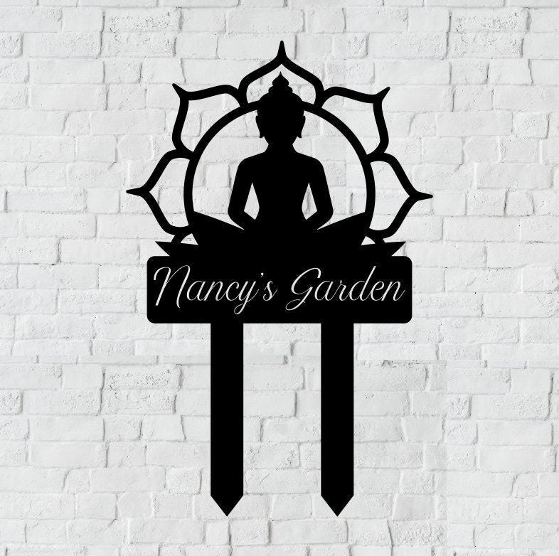 Personalized Yoga Garden Stake Metal Sign, Namaste Stake Metal Sign, Garden Sign, Flower Garden Sign, Garden Name Metal Sign