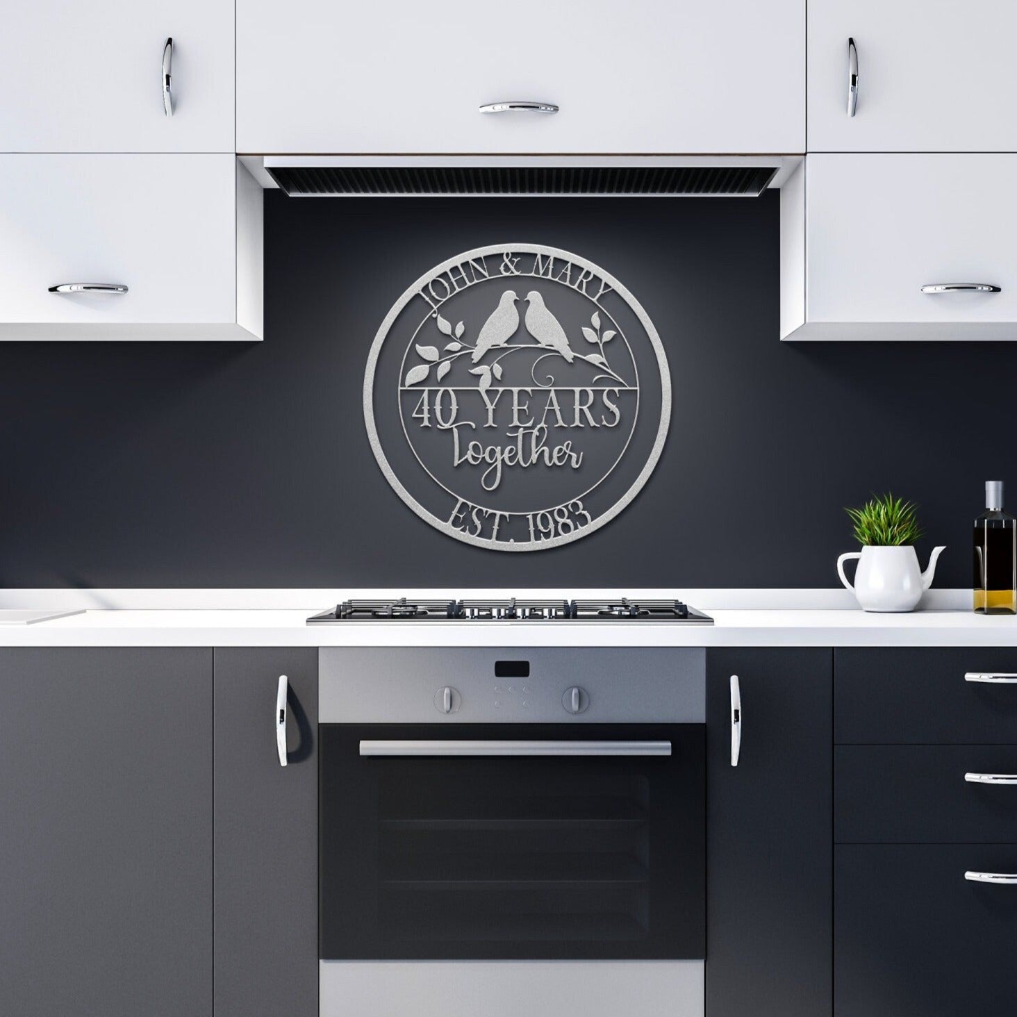 40th Anniversary Gift, Wedding Anniversary Sign, Doves Metal Sign, Ruby Anniversary Gift, Gift For Husband, Custom Monogram Sign