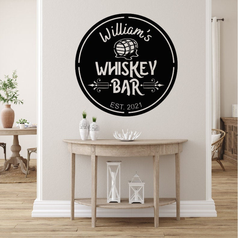 Personalized Metal Bar Sign, Fathers Day Gift, Metal Sign, Established Date, Custom Bar Plaque, Custom Steel Wall Whiskey Wall Decor