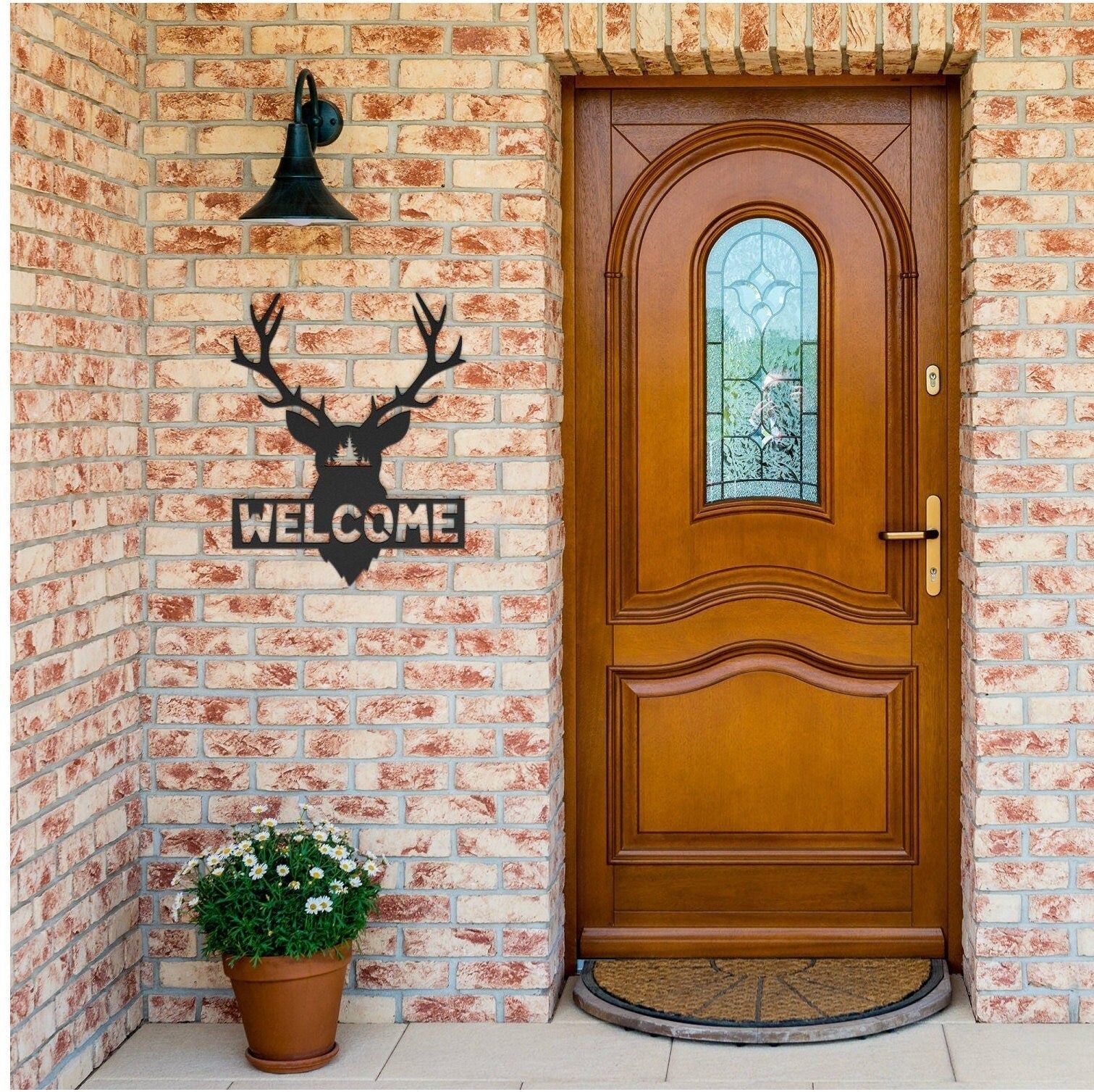 Welcome Deer Metal Sign, Deer Metal Wall Decor, Metal Welcome Sign, Large Metal Wall Art, Outdoor Metal Sign, Deer Housewarming Gift