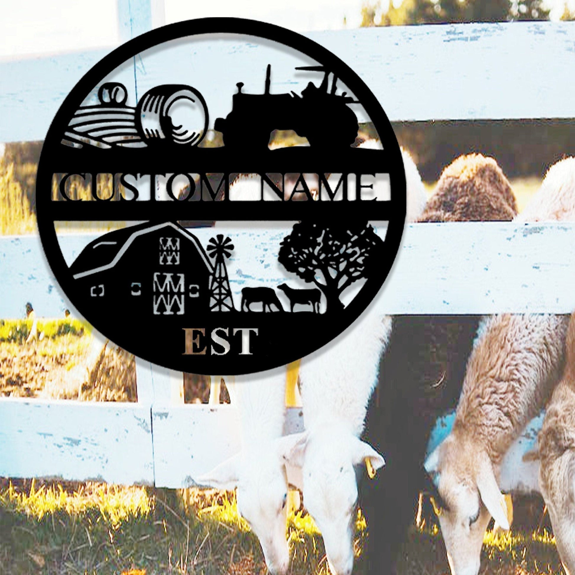 Custom Farm Metal Sign,Farm Entrance Tractor Sign,Personalized Farmhouse Sign,Metal Farmhouse Decor,Ranch Sign,Cabin Barn Decor,Farmer Gift