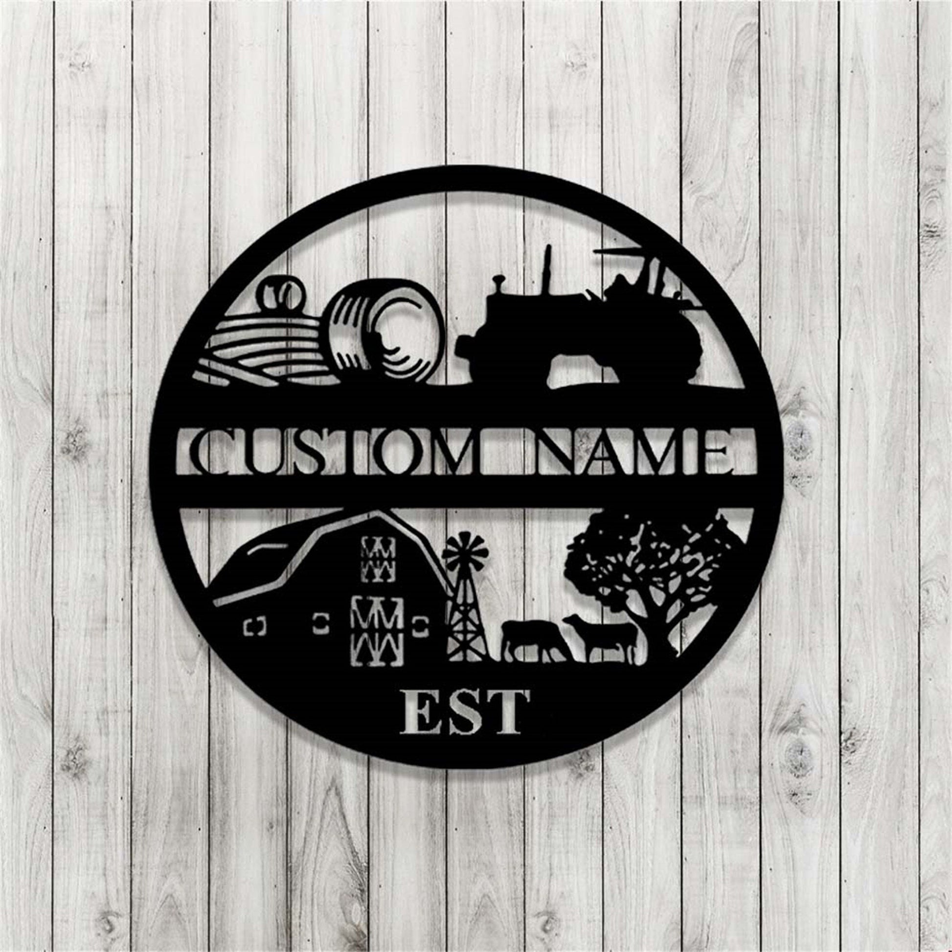Custom Farm Metal Sign,Farm Entrance Tractor Sign,Personalized Farmhouse Sign,Metal Farmhouse Decor,Ranch Sign,Cabin Barn Decor,Farmer Gift