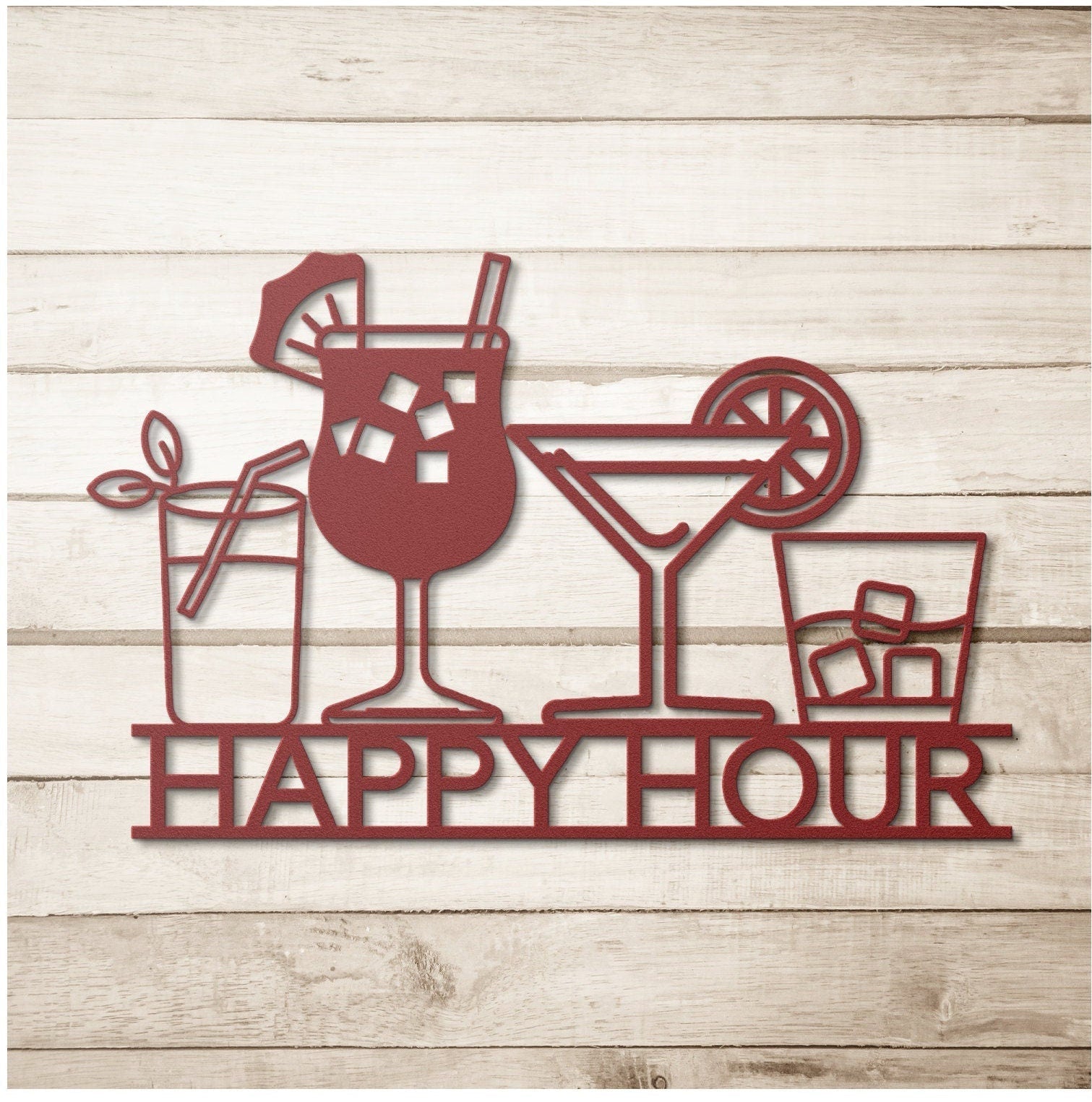 Personalized Happy Hour Sign, Bar Metal Sign, Custom Kitchen Metal Wall Art, Mimosa Bar Sign, Metal Sign For Bar, Housewarming Gift