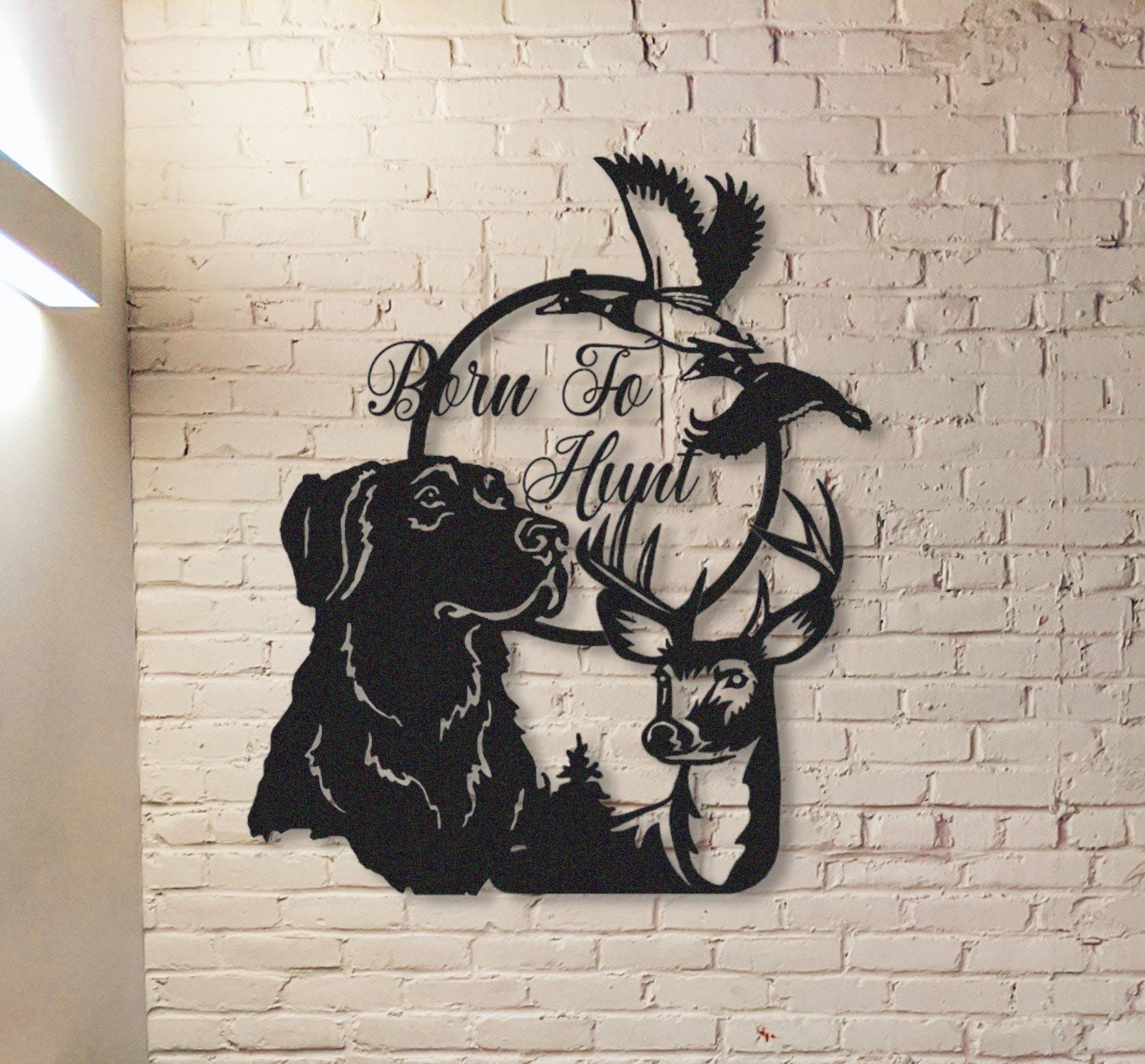 Personalized Hunting Sign,Custom Deer/Dog Metal Sign,Hunting Wall Art,Deer Hunter Gift,Born To Hunt,Deer Camp Sign,Fathers Day Gift