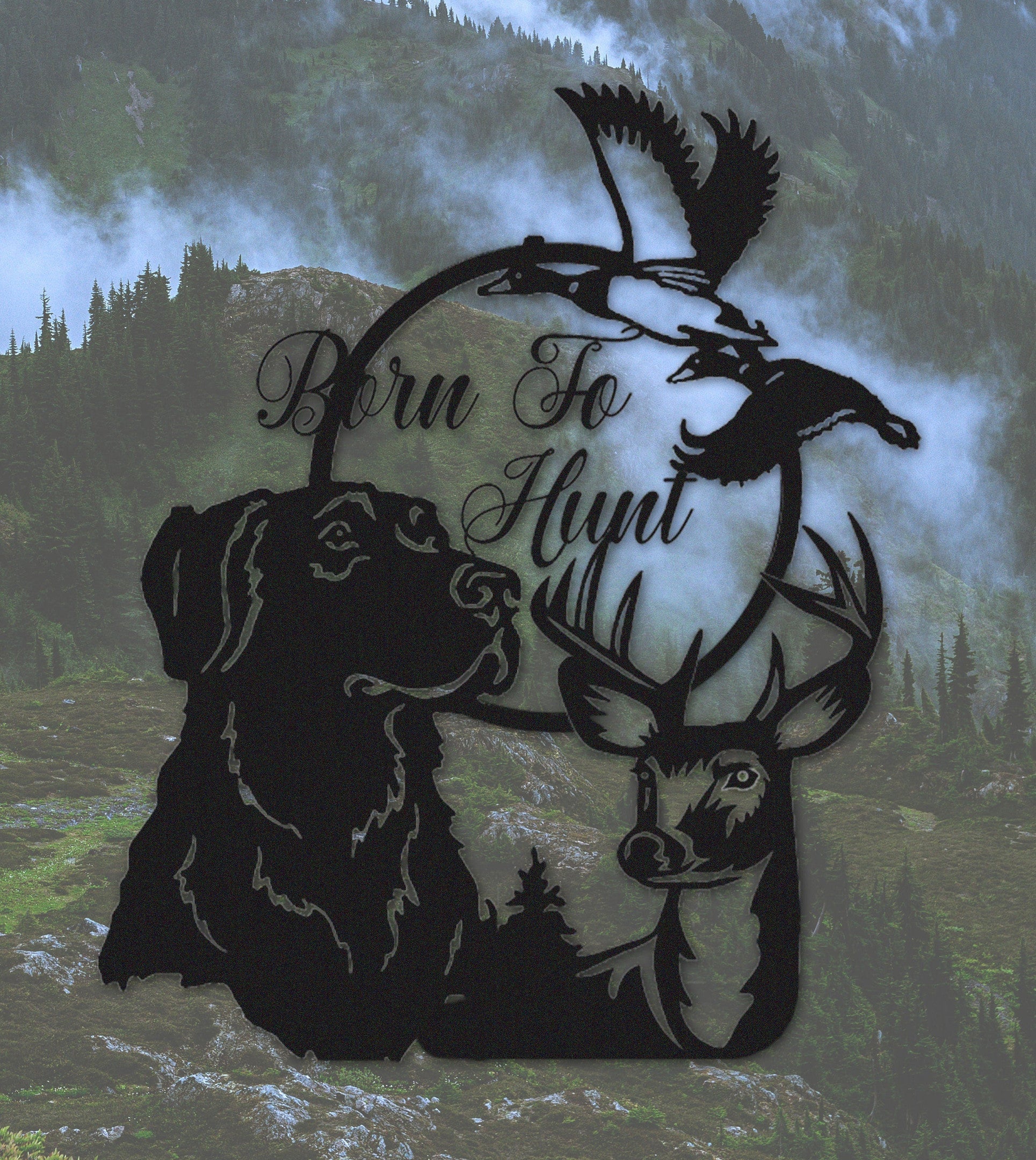 Personalized Hunting Sign,Custom Deer/Dog Metal Sign,Hunting Wall Art,Deer Hunter Gift,Born To Hunt,Deer Camp Sign,Fathers Day Gift