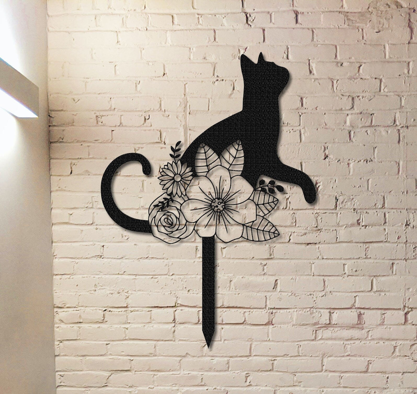 Pet Grave Markers Sign, Cat Memorial Stake, Metal Sign With Stake, Cat Loss Gift, Sympathy Sign, Remembrance Stake, Garden Decor, Flower Cat