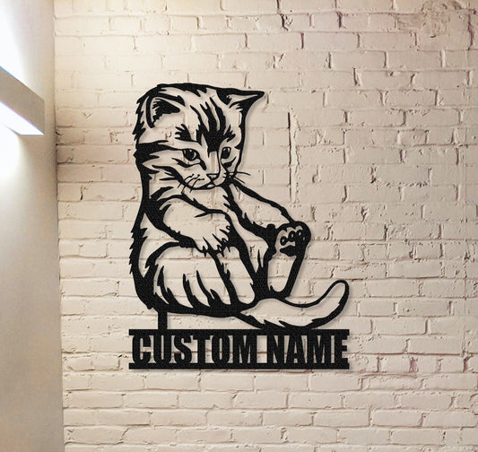 Custom Cat Metal Sign,Cat Wall Art,Personalized Cat Name Sign,Pet Lover Gift,Cat's Mom Sign,Cat Wall Decor,Indoor Decor,Room Decoration