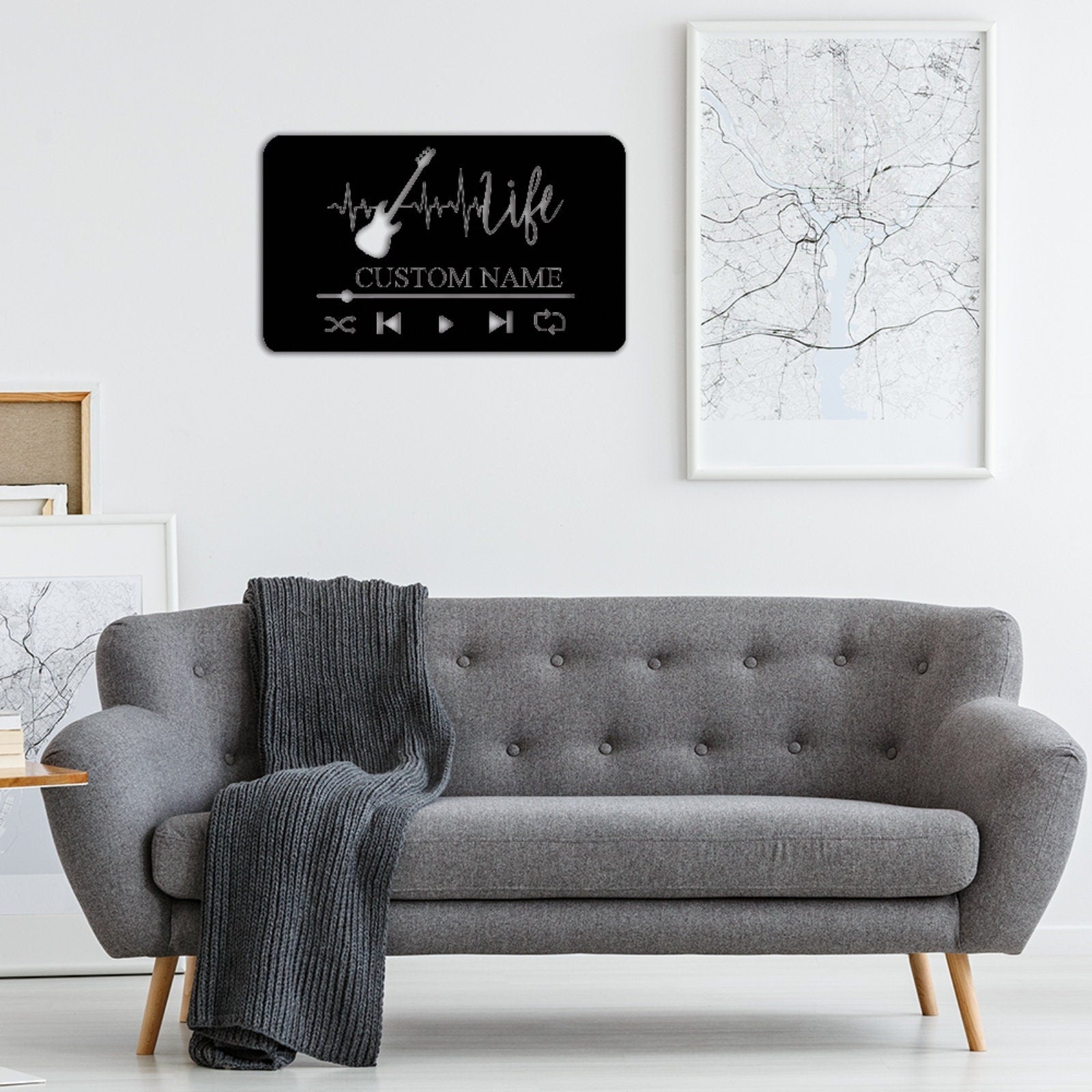 Custom Music Player Metal Sign,Guitar Wall Art,Guitar Decor,Guitar Wall Hanging For Music Room Decor,Guitar Studio Name Decor,Music is Life