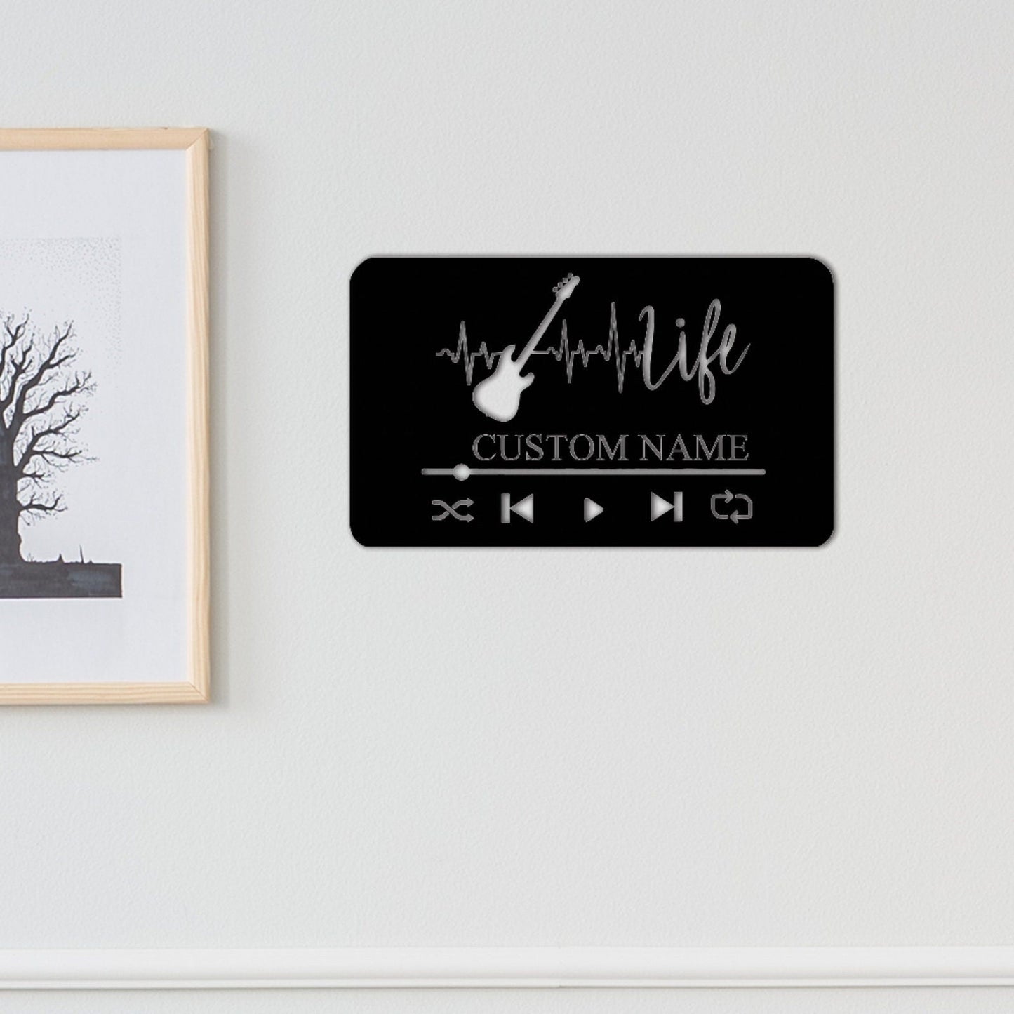 Custom Music Player Metal Sign,Guitar Wall Art,Guitar Decor,Guitar Wall Hanging For Music Room Decor,Guitar Studio Name Decor,Music is Life
