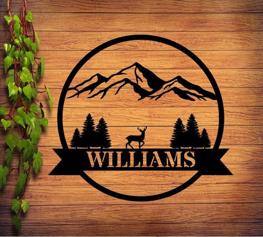 Personalized Family Name Metal Sign | Housewarming Gift | Door Hanger | Wedding Gift | Nature Metal Monogram Sign | Nature Metal Sign