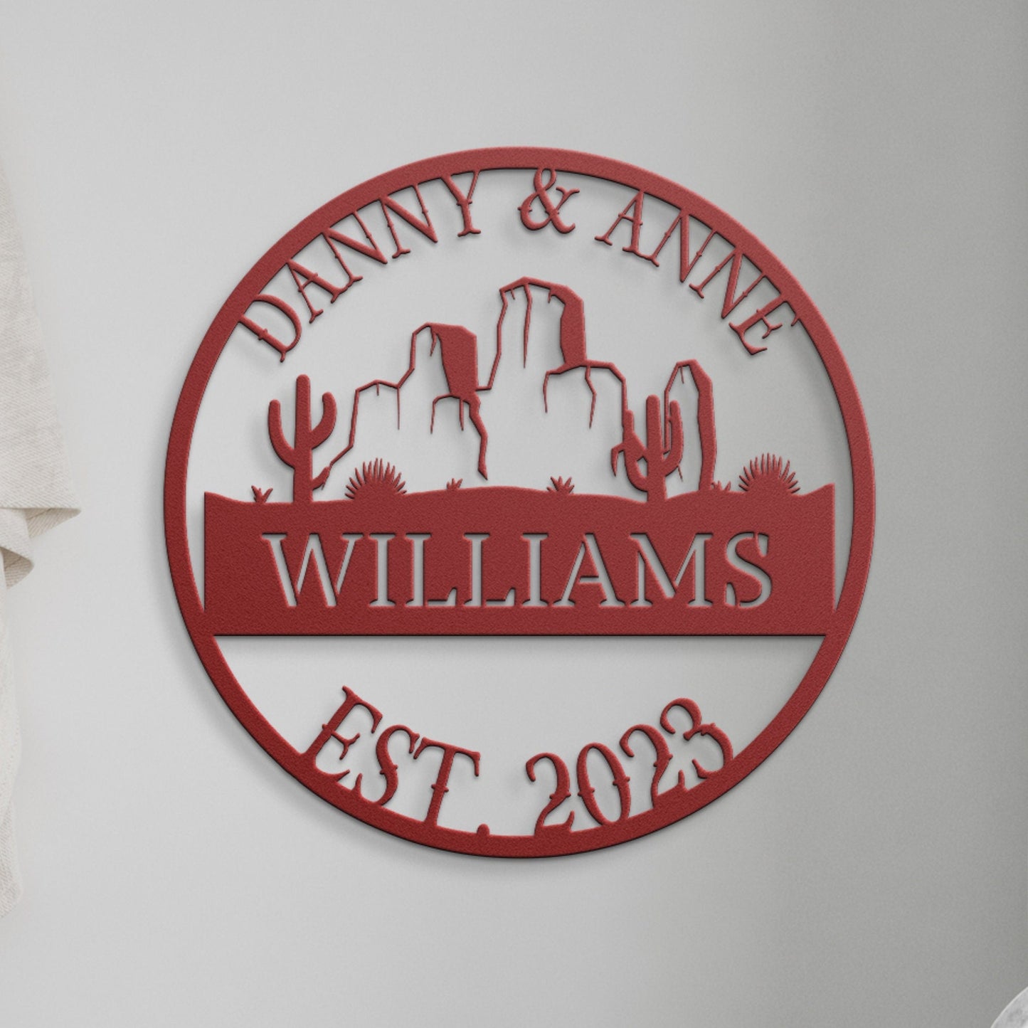 Arizona Metal Wedding Sign, Last Name Established Sign, Family Name Sign, Metal Sign Custom, Couple Gift, Texas Personalized Sign