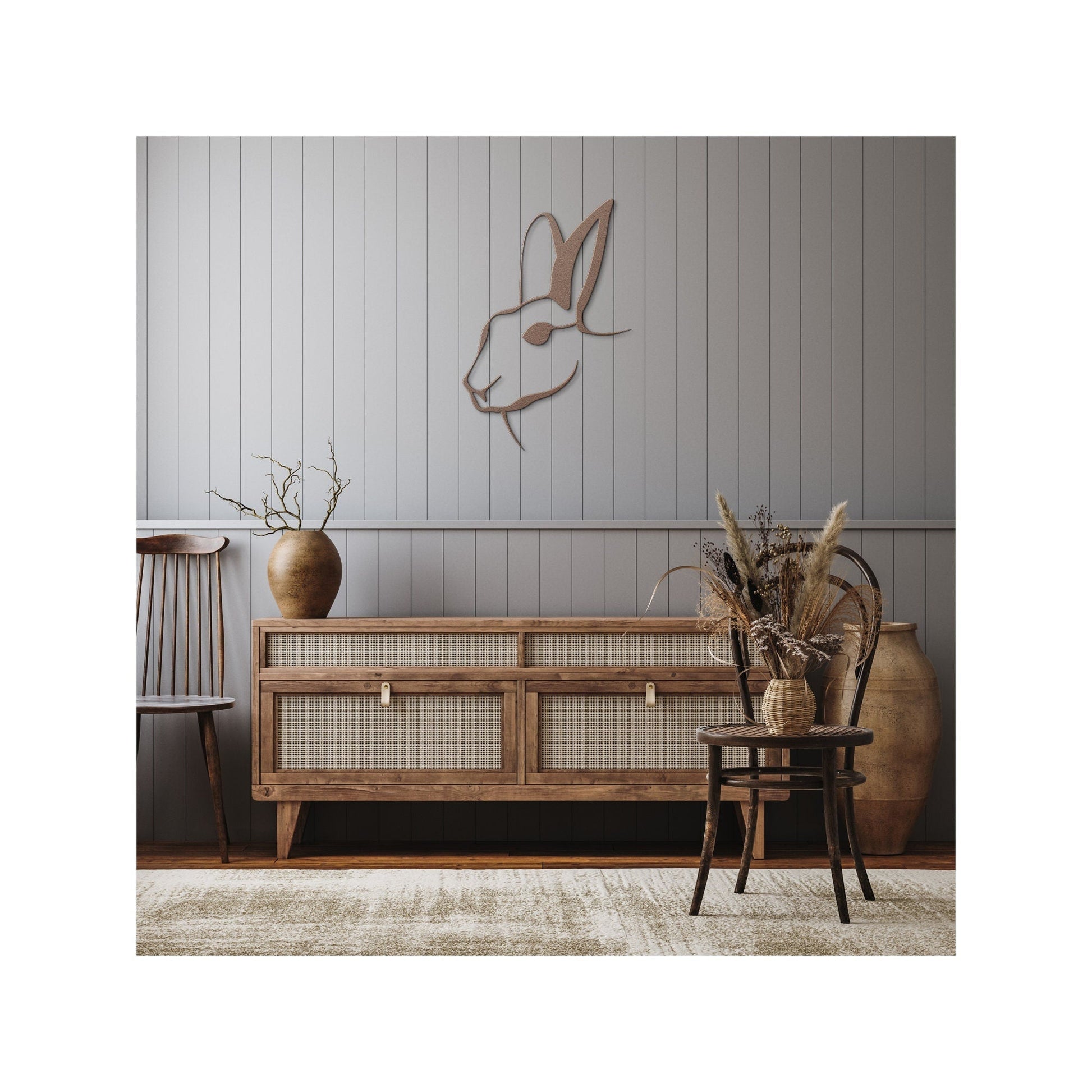 Rabbit Metal Sign, Rabbit Head Wall Decor, Farmhouse Rabbit Sign, Farm Animals Home Decor, Minimalist Rabbit Metal Art, Rabbit Lovers Gift