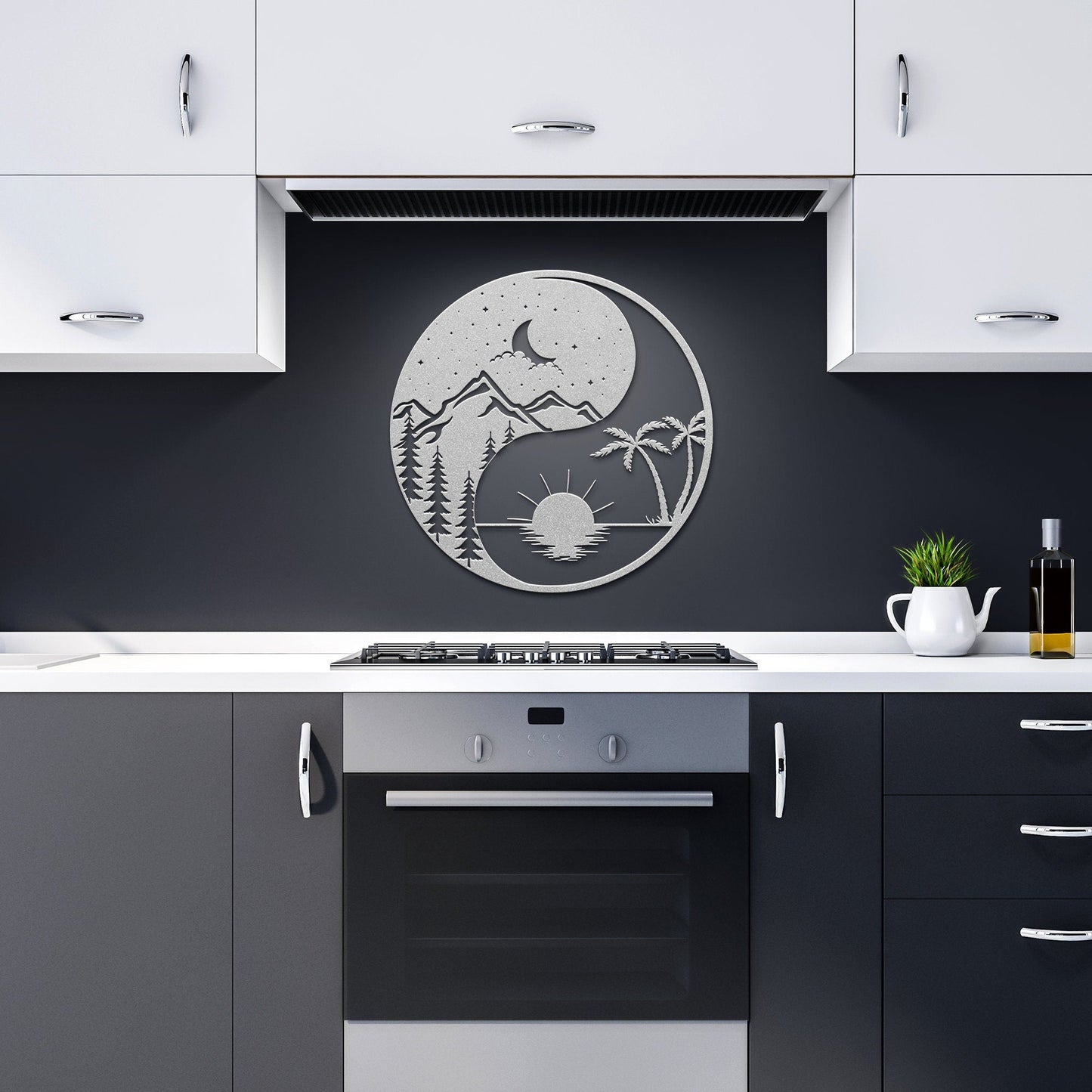 Sun And Moon Metal Sign, Ying Yang Metal Wall Art, Metal Sun And Moon Decor, Sun and Moon Wall Art, Housewarming Gift, Day and Night Sign